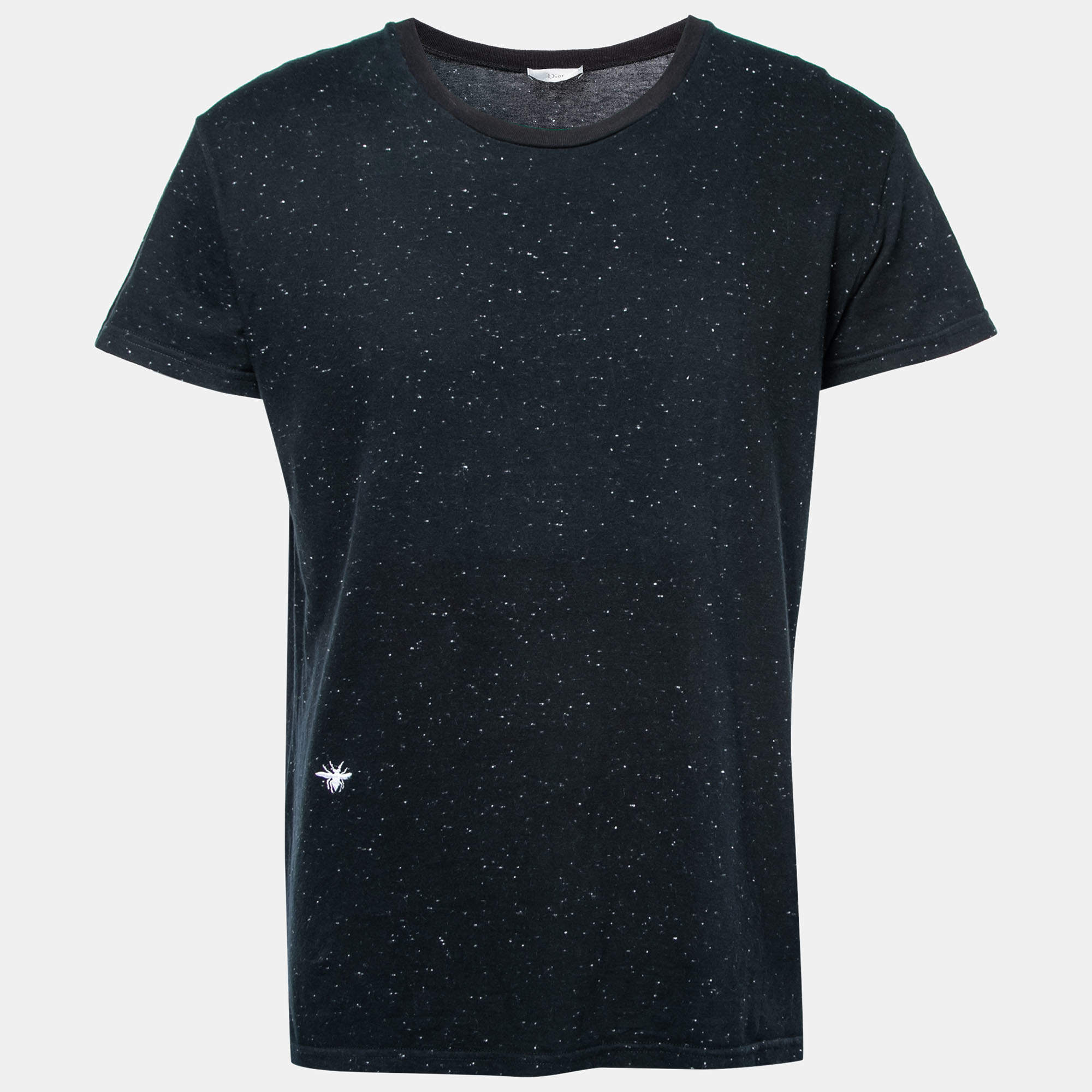 Pre Owned Dior Homme Dark Blue Bee-Embroidered Cotton Crewneck T-Shirt M