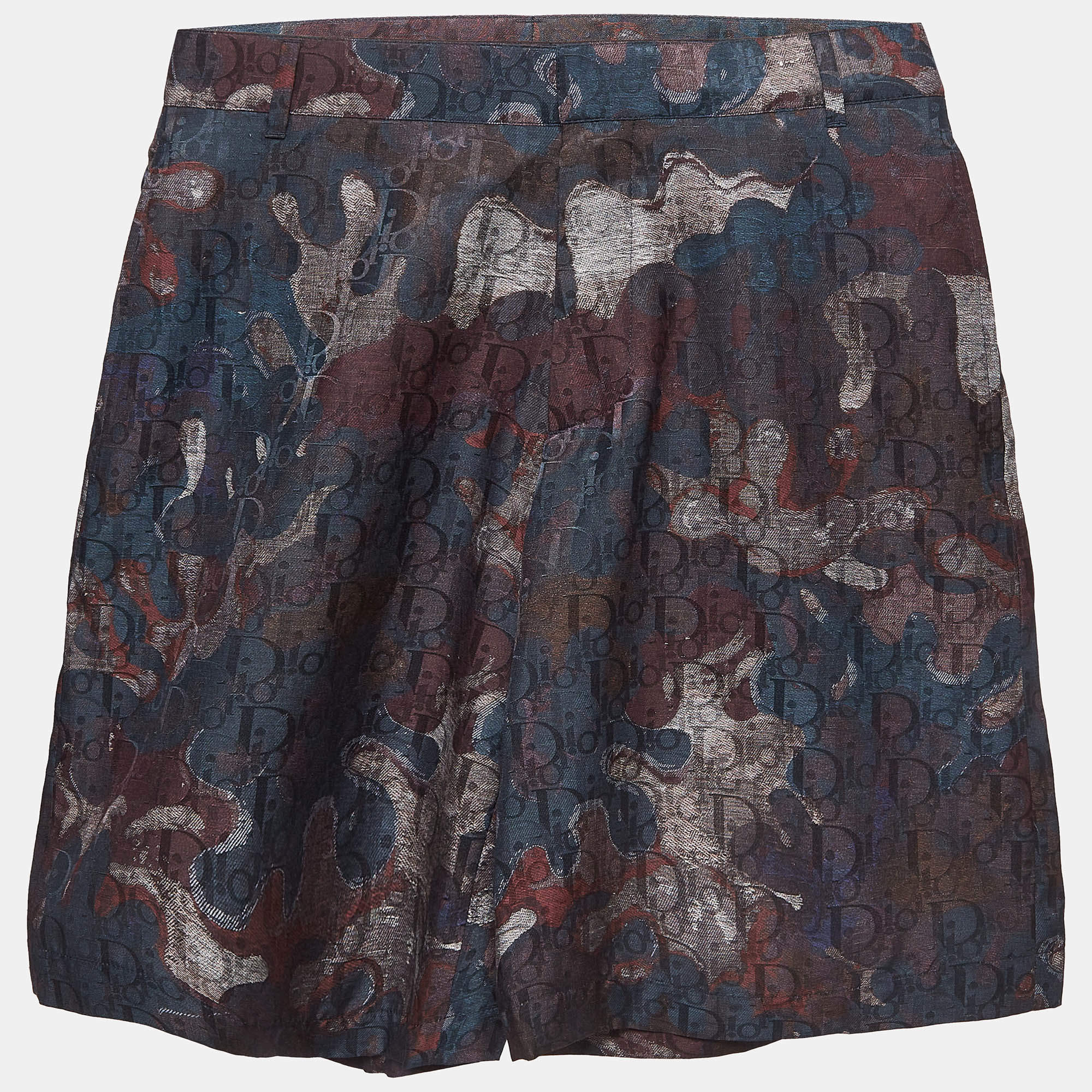 Pre Owned Dior Homme X Peter Doig Multicolor Jacquard Bermuda Shorts XS
