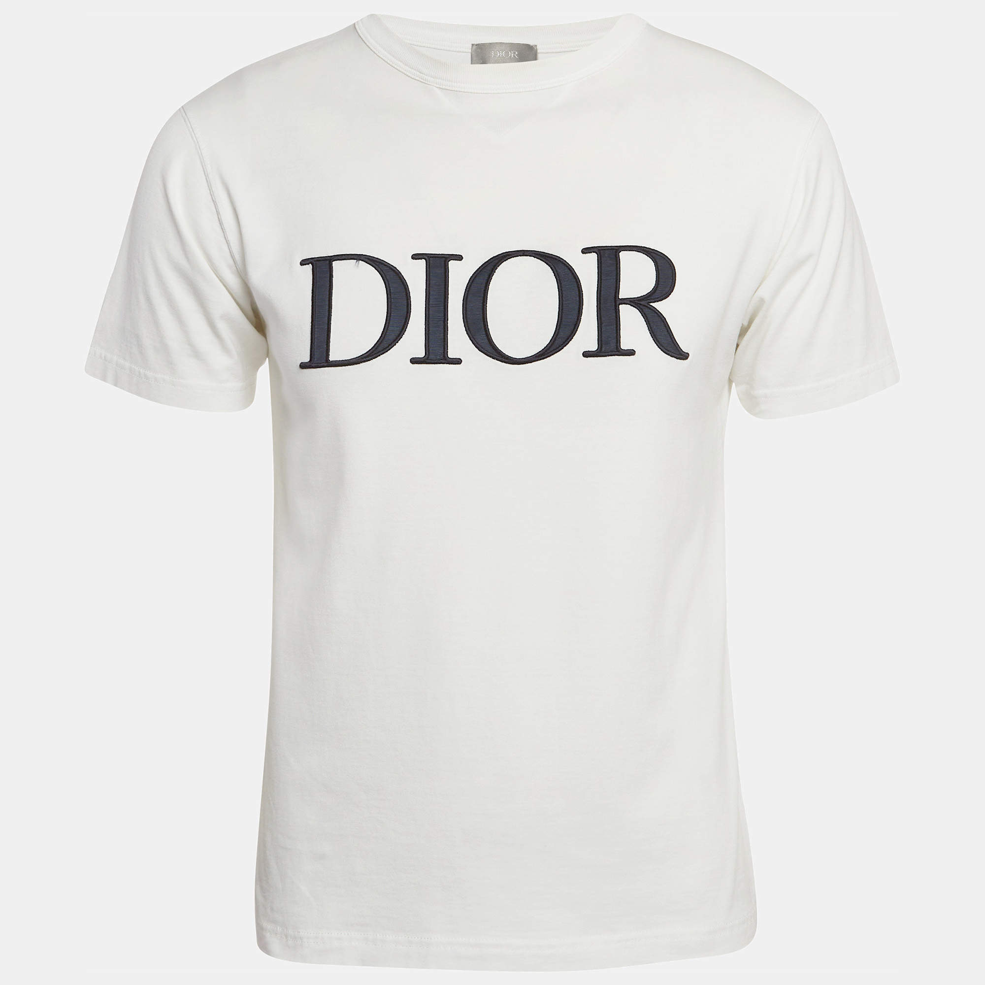 Pre Owned Dior Homme White  Logo Embroidered Cotton T-Shirt XS