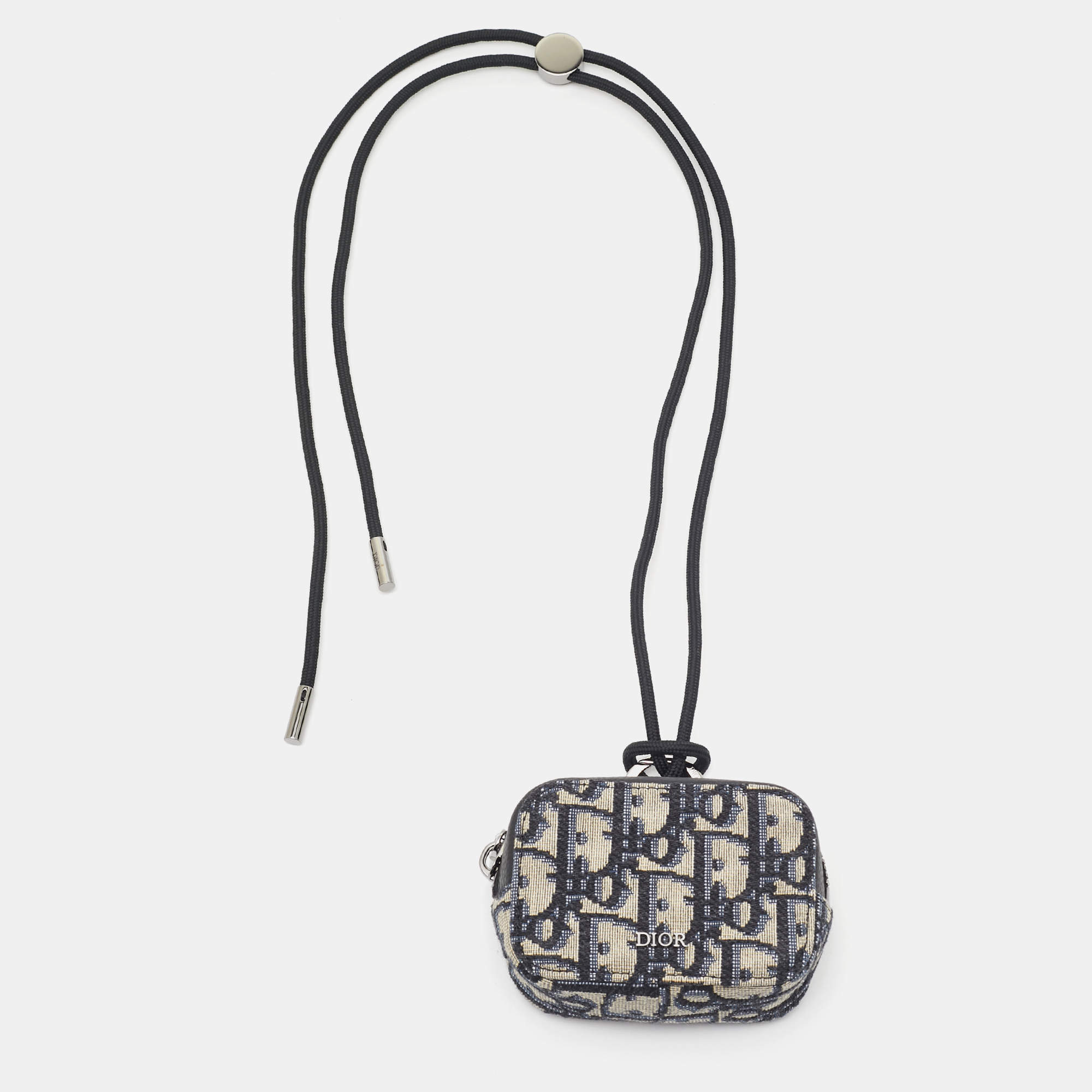 Dior Navy Blue Oblique Canvas Nano D-Touch Horizontal Pouch
