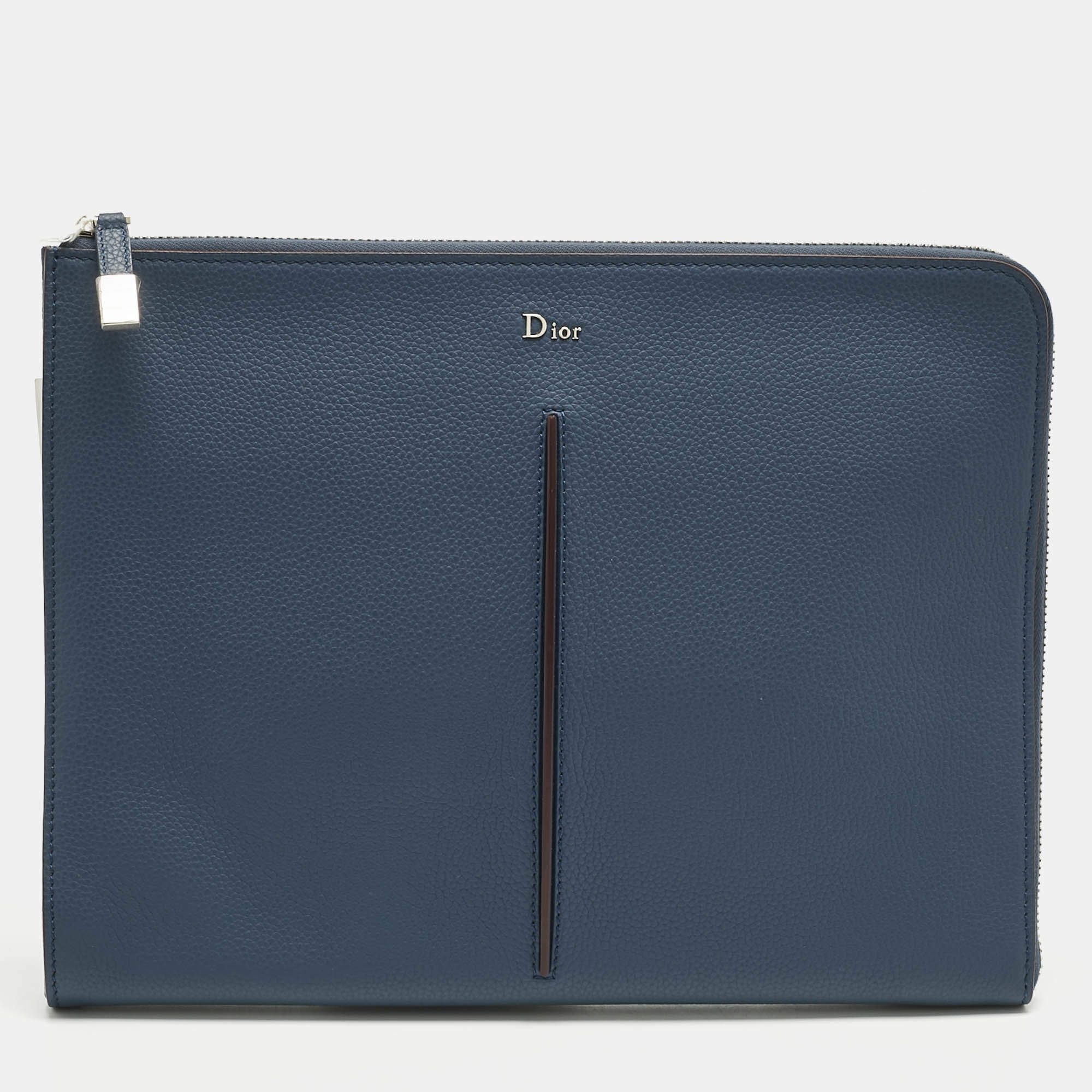 مملوكة مسبقًا Dior Dark Blue Leather Document Case