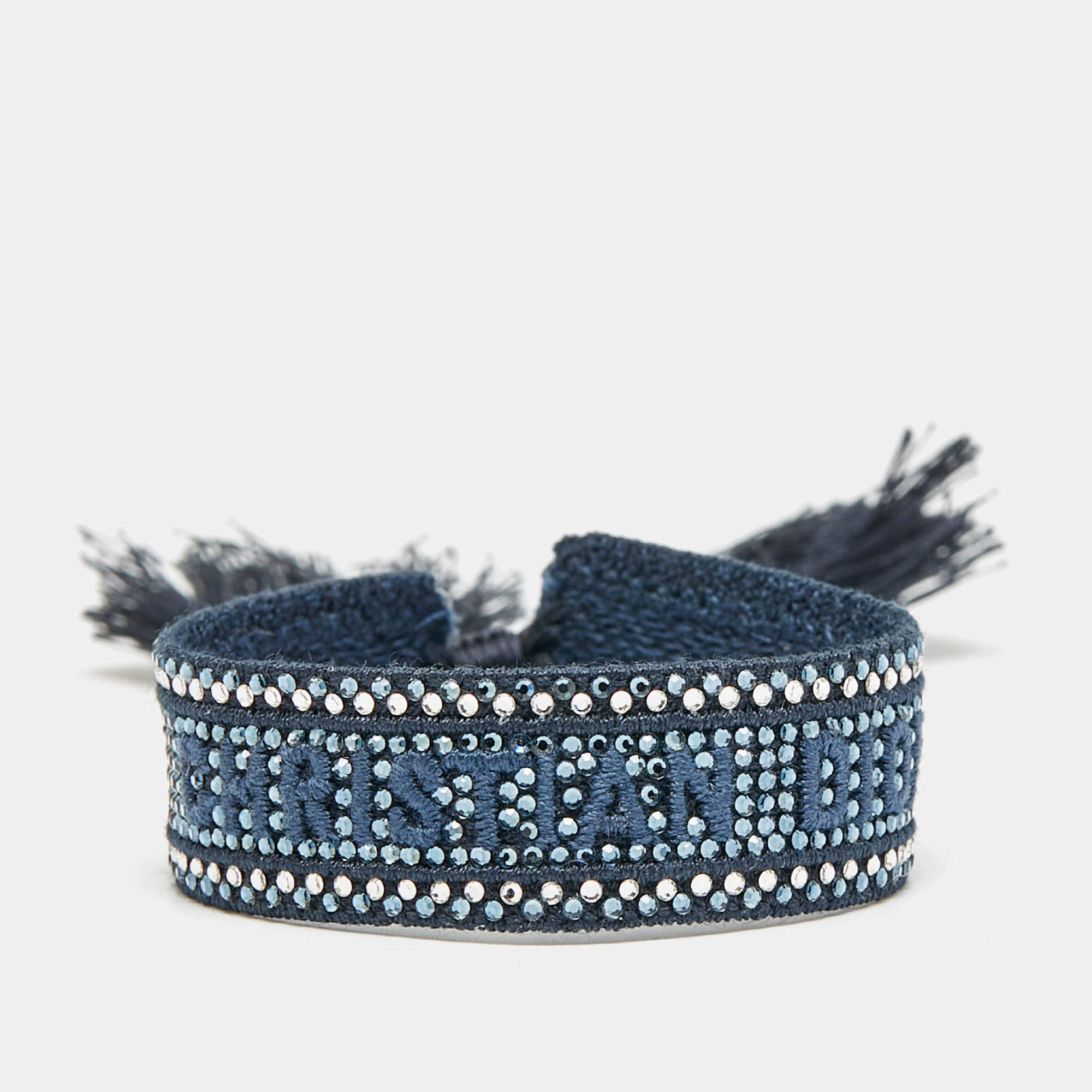Pre Owned  Dior Crystals Woven Fabric Friendship Bracelet