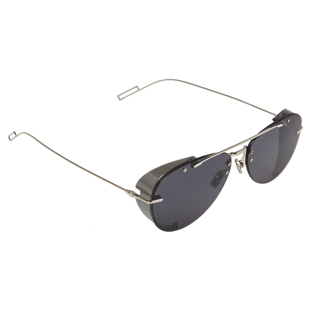 Pre Owned Dior Silver Tone/Grey 0102K Aviator Sunglasses