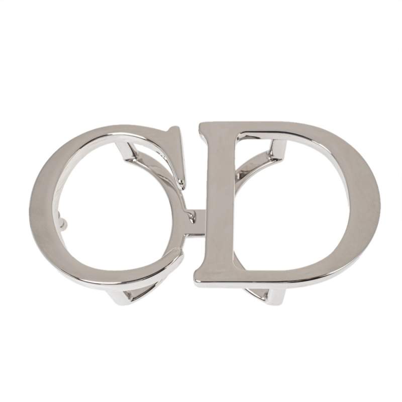 Pre Owned Dior Silver Tone Metal CD Logo Belt Buckle