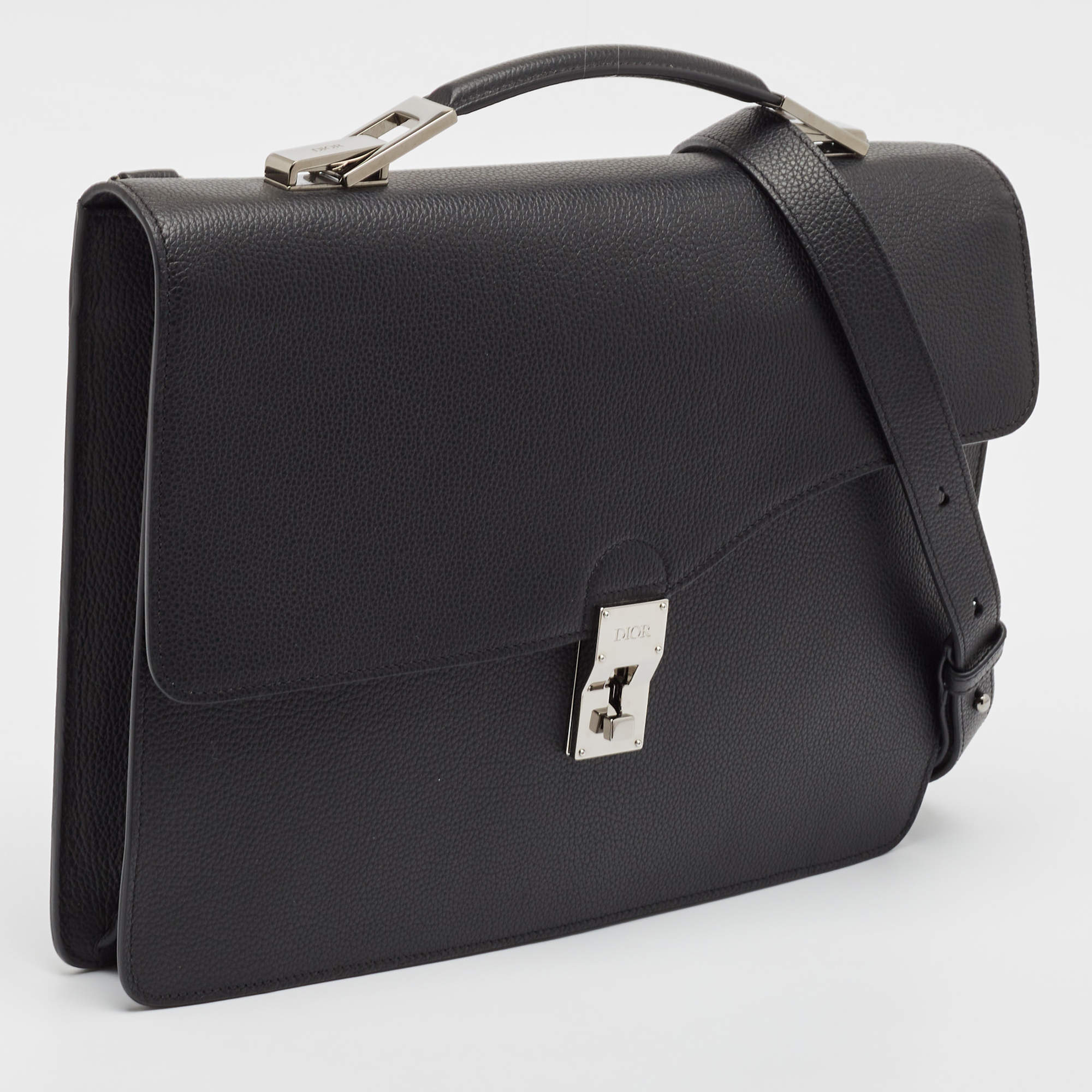 Dior Black Leather Elite Briefcase