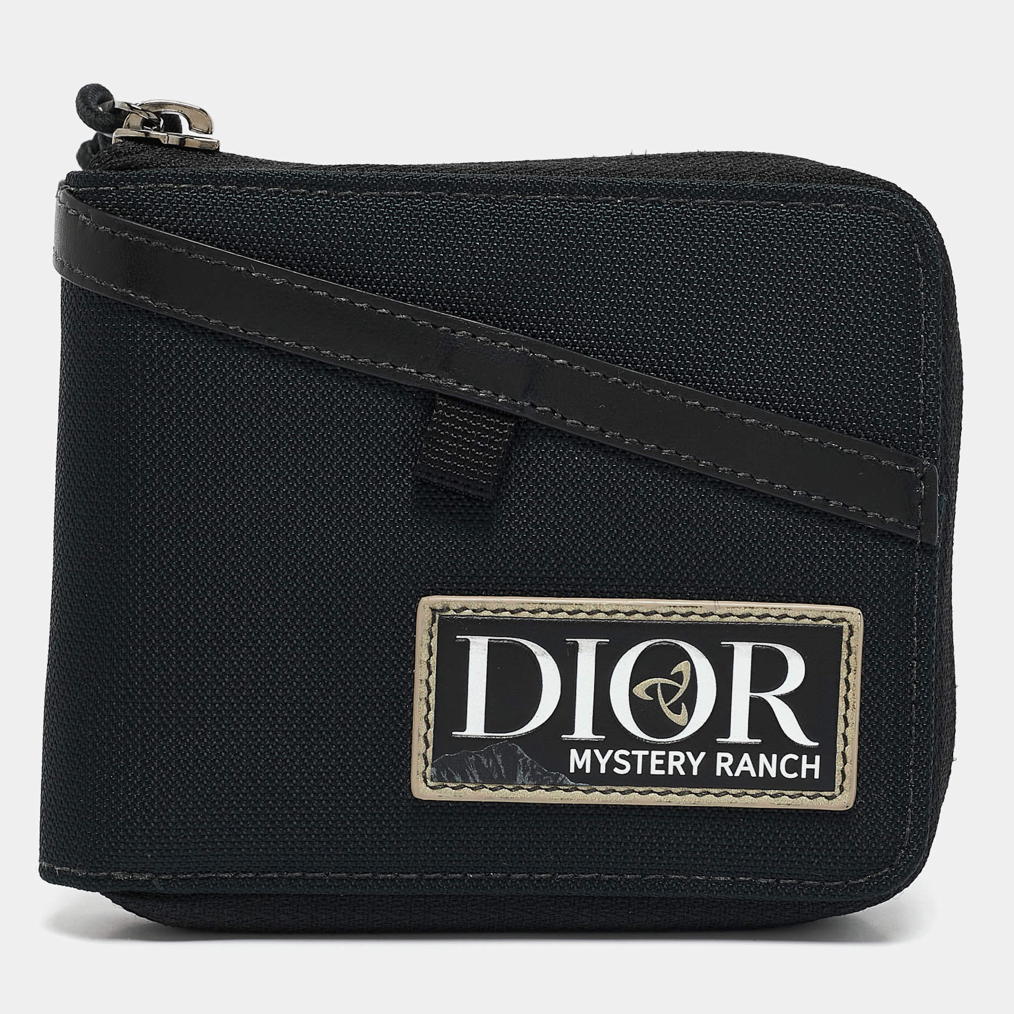 Dior x Mystery Ranch Black Nylon and Leather Zip Compact Wallet