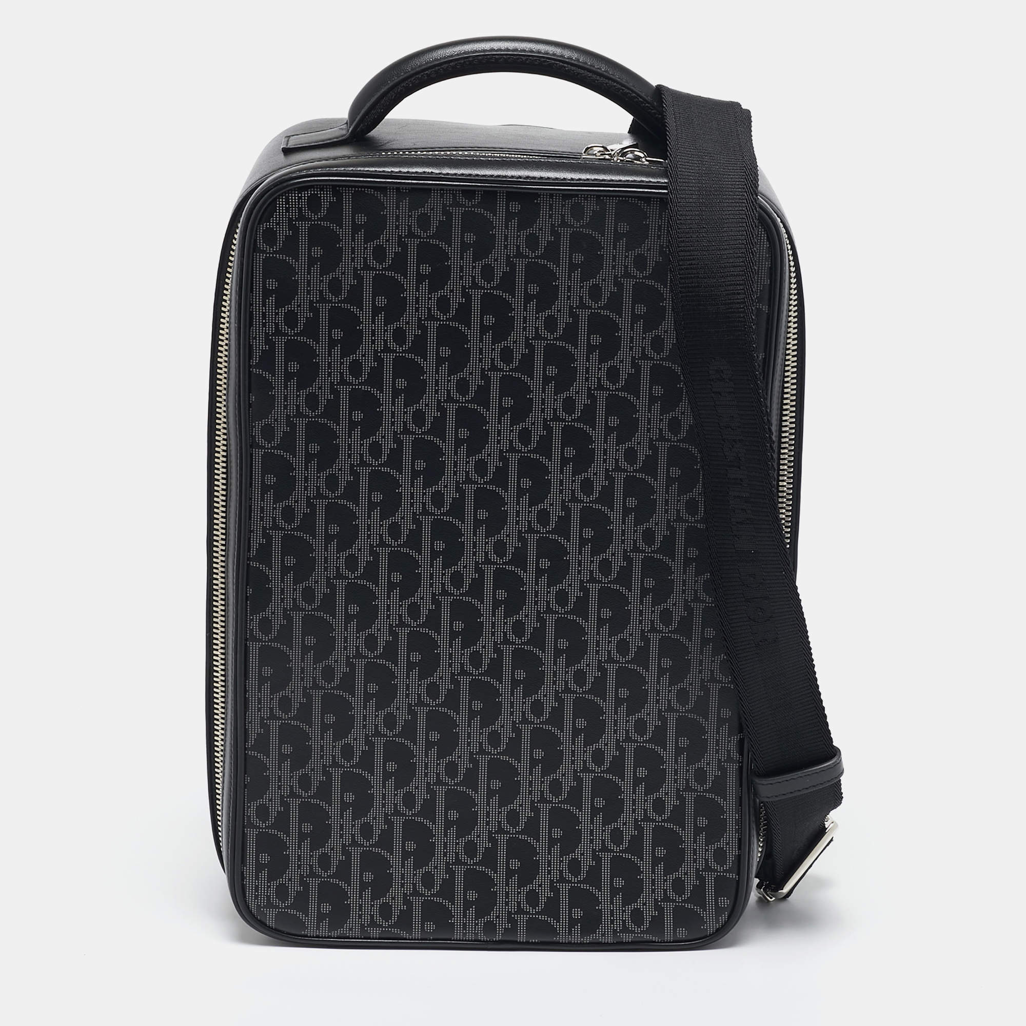 Dior Black Oblique Perforated Leather Galaxy World Tour Shoe Case