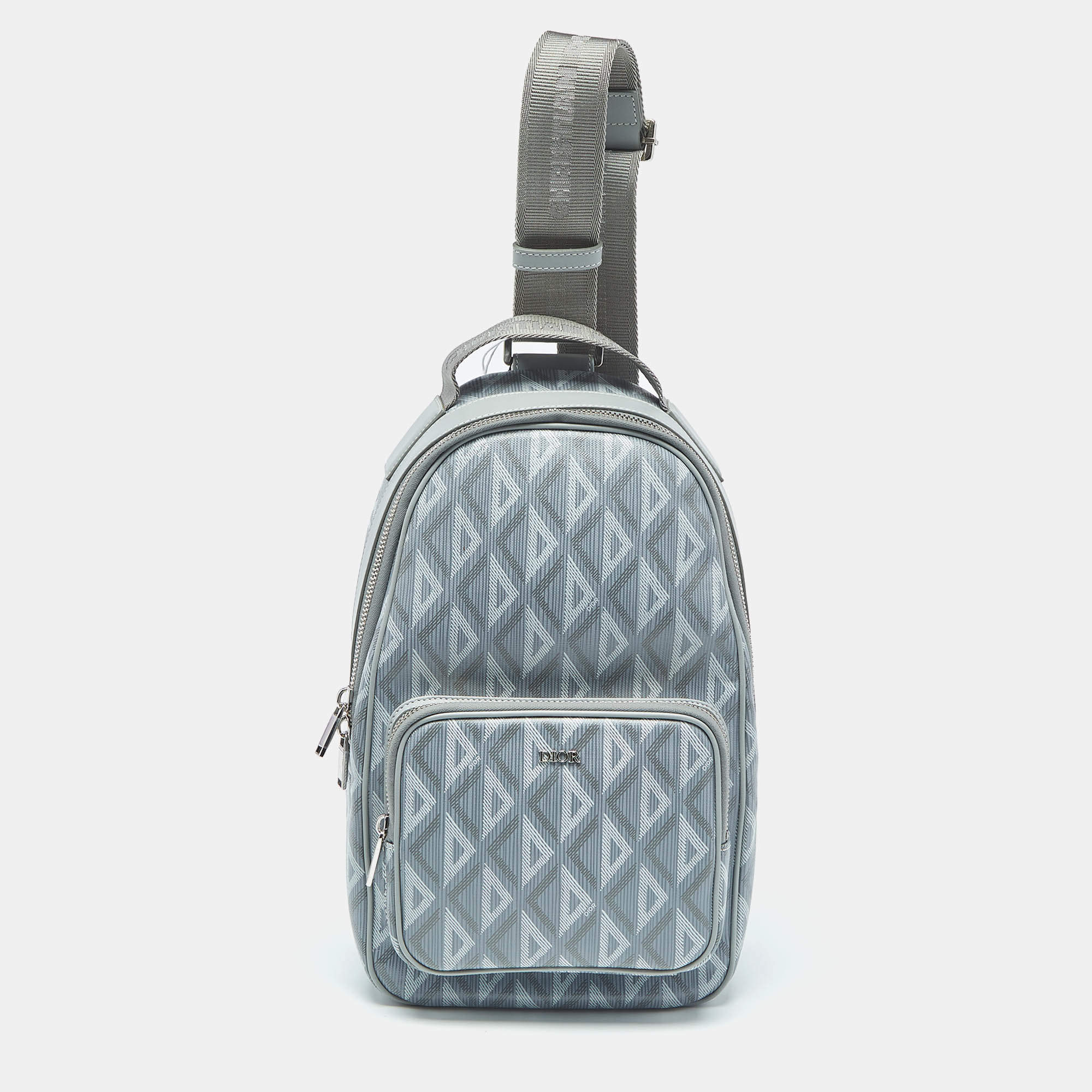 مملوكة مسبقًا Dior Grey CD Diamond Coated Canvas Mini Rider Sling Bag