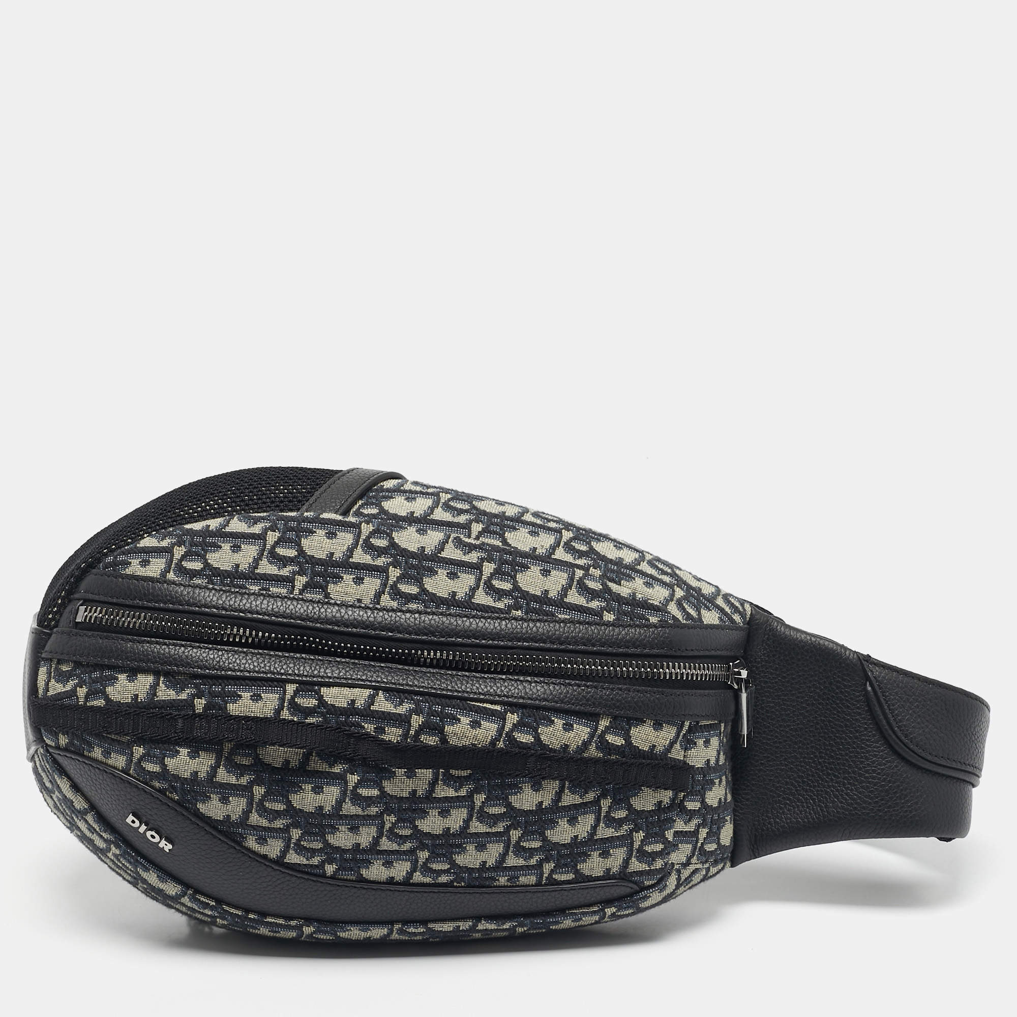 Pre Owned Dior Navy Blue Oblique Canvas Scarab Crossbody Bag