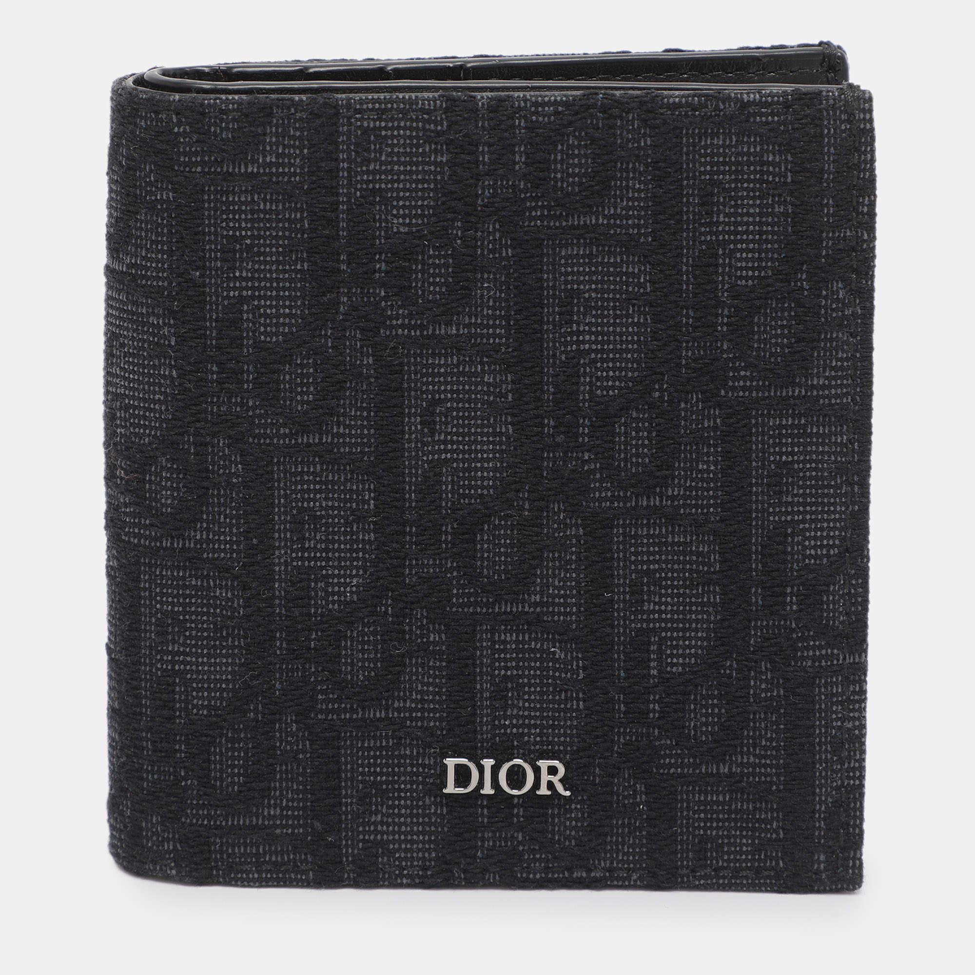 Pre Owned Dior Black Oblique Jacquard Bifold Wallet