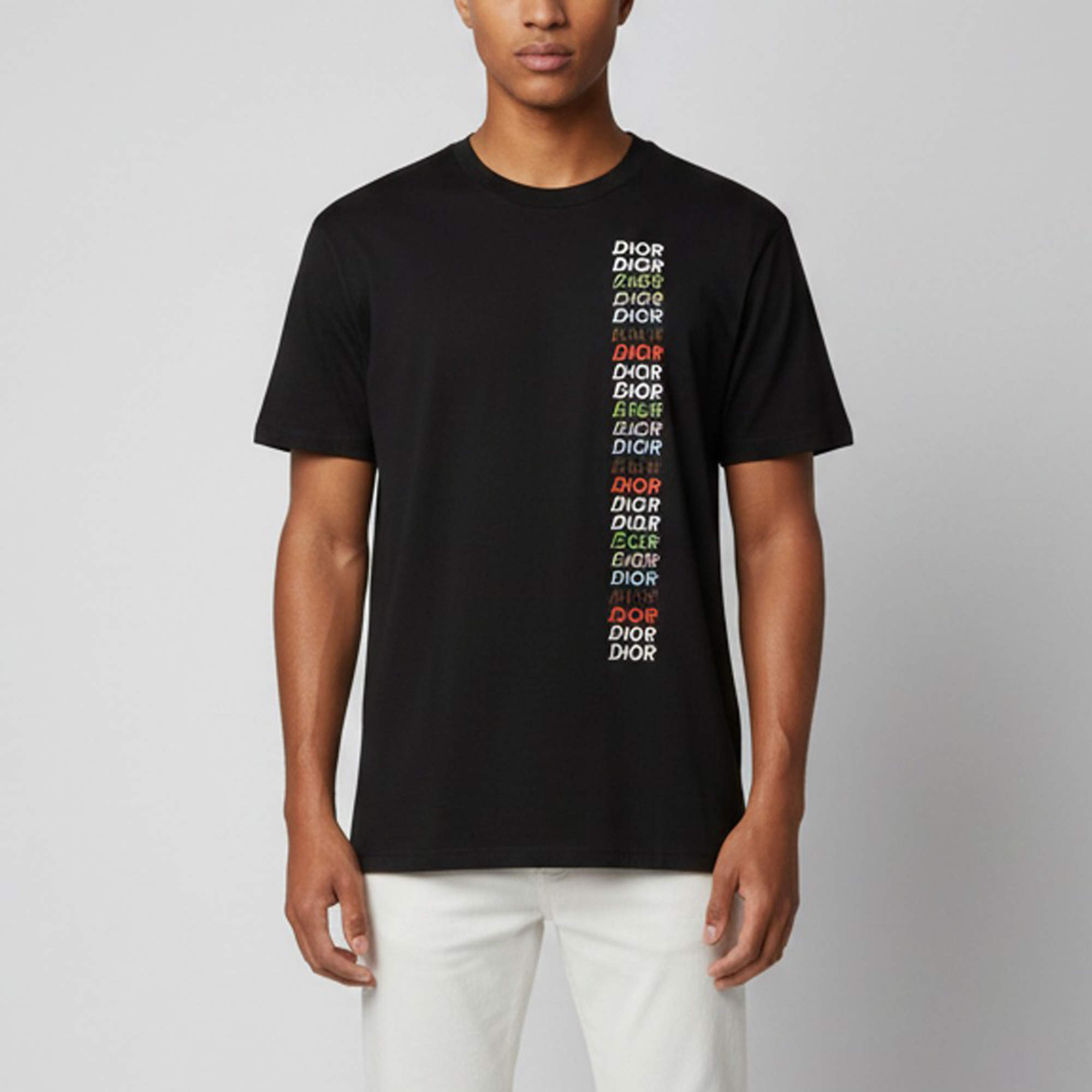 Pre Owned Christian Dior Homme Black Logo Print Cotton Knit Crew Neck T-Shirt M