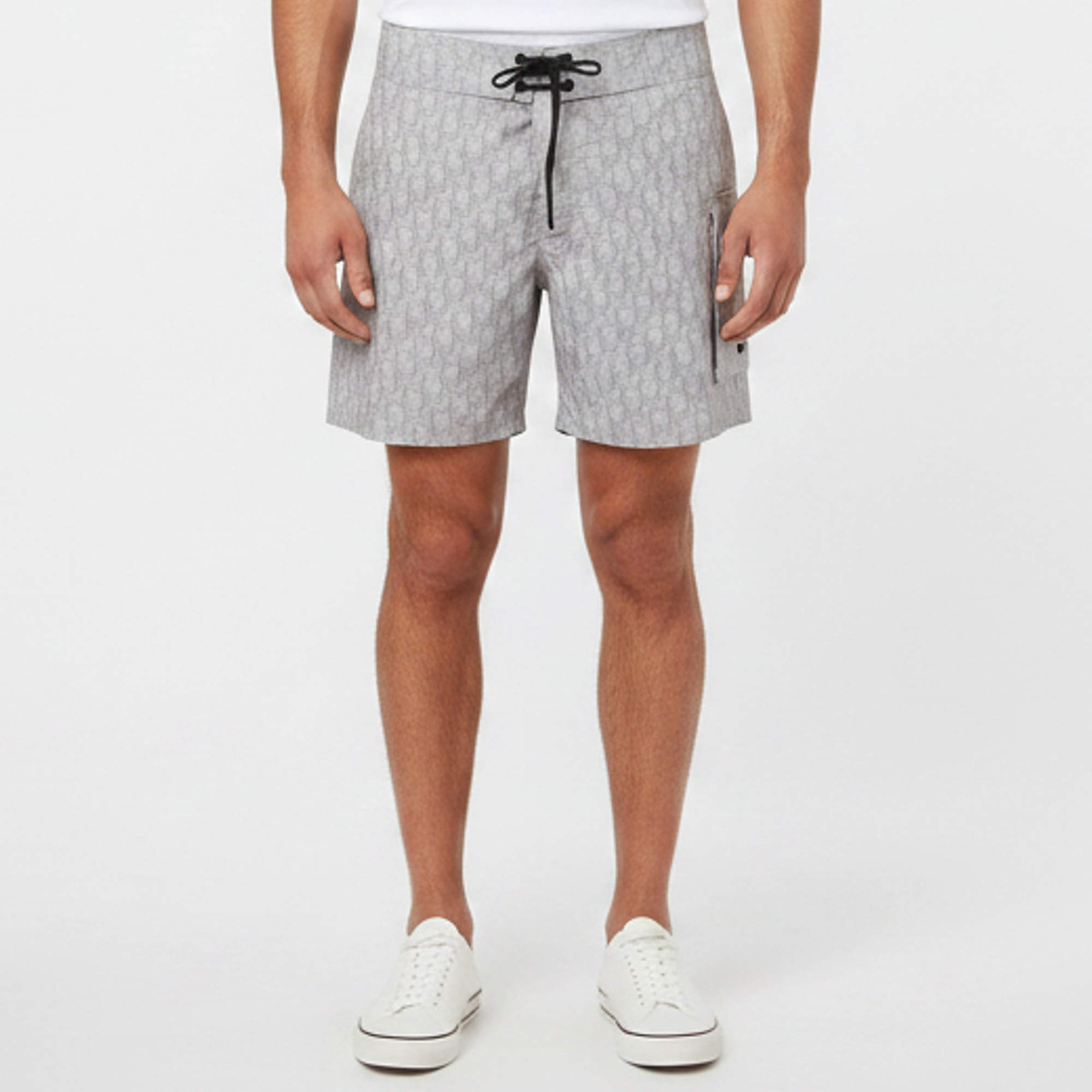 Pre Owned Dior Homme Grey Oblique Print Synthetic Swim Shorts M
