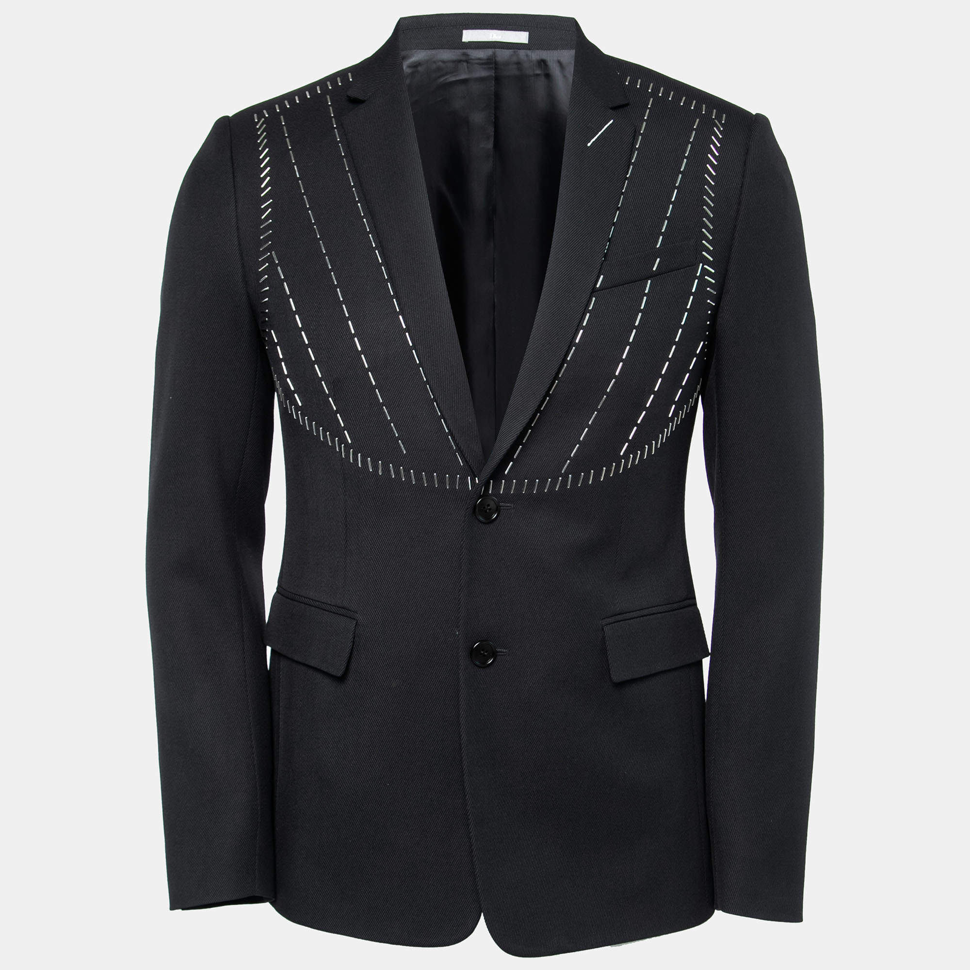 Dior Homme Black Wool Metal Studded Single-Breasted Jacket S