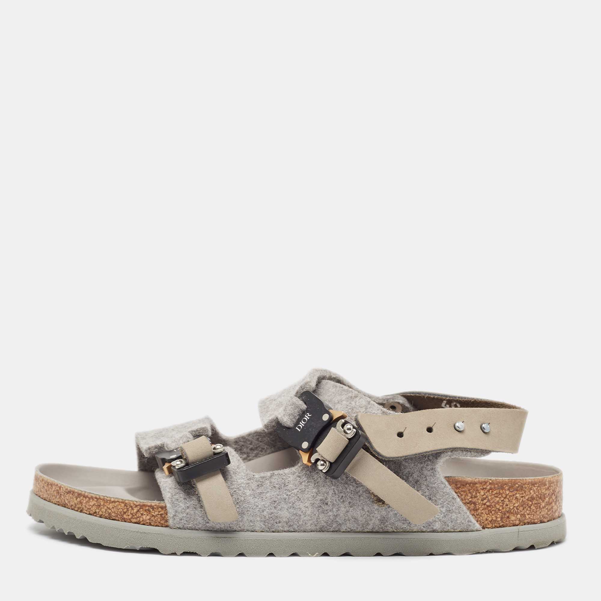 Dior Grey Fur Buckle Slingback Sandals Size 40