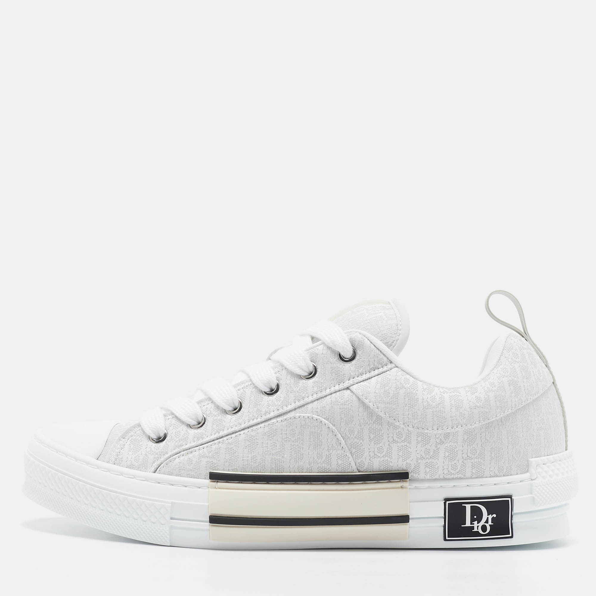 مملوكة مسبقًا Dior White Oblique Canvas B23 Skater Sneakers Size 43