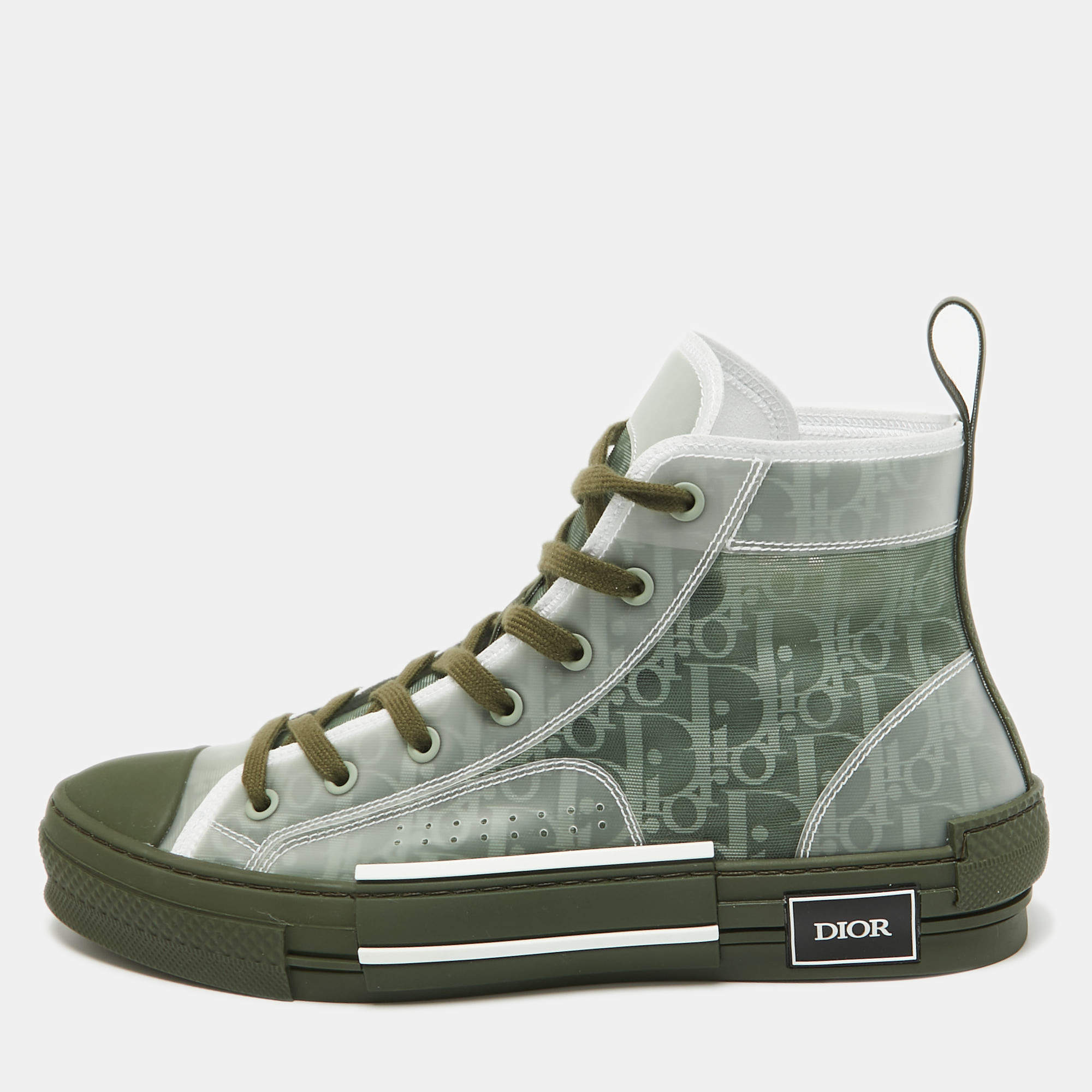 Dior Green Oblique Mesh and Rubber B23 Sneakers Size 42