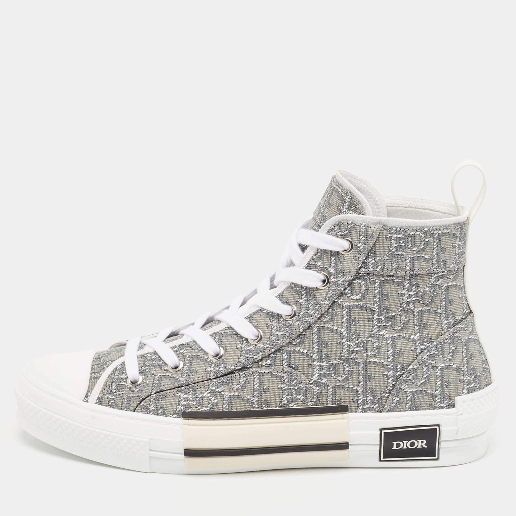 Dior Grey Oblique Jacquard B23 High Top Sneakers Size 42