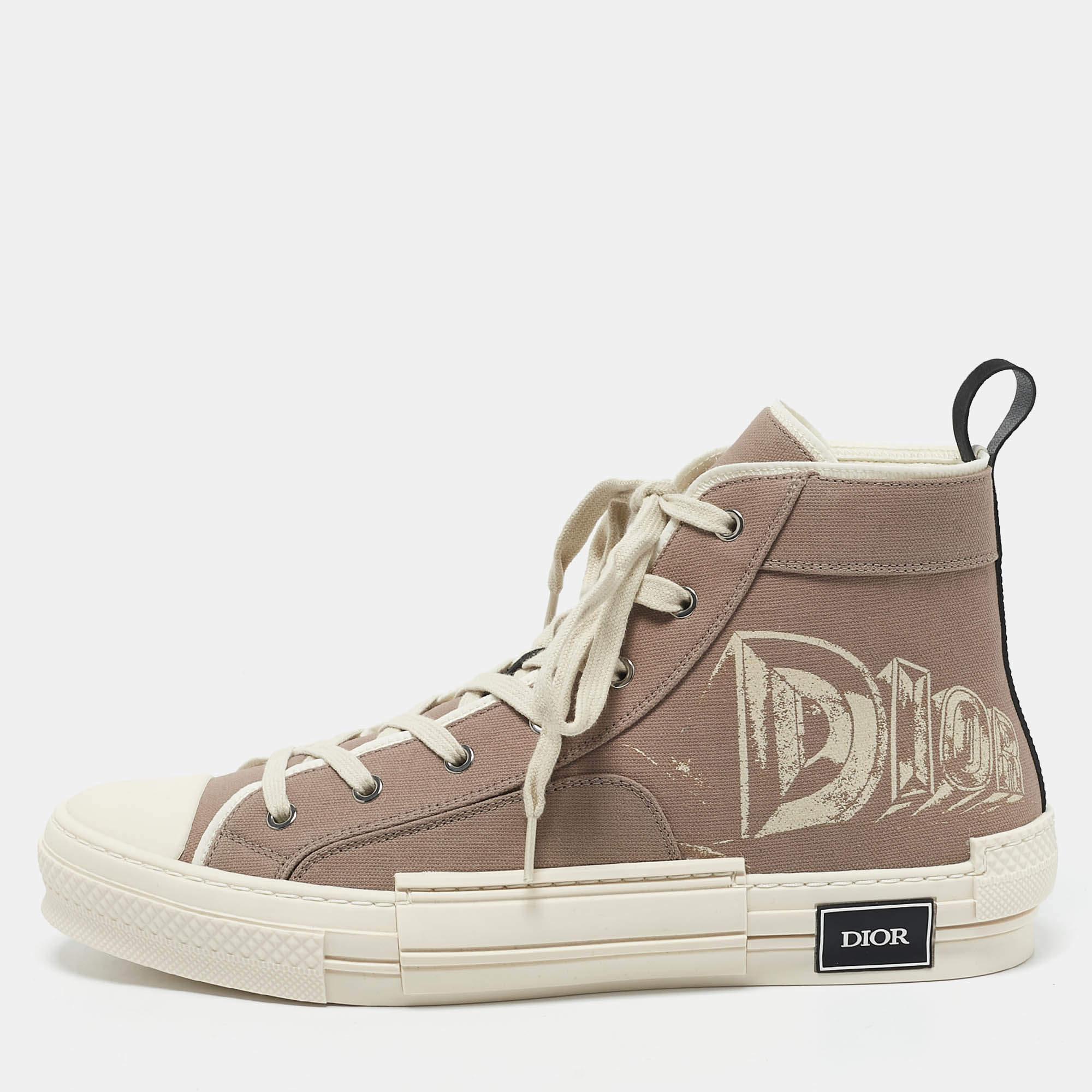 Dior Beige Canvas AsteroDior B23 High Top Sneakers Size 45