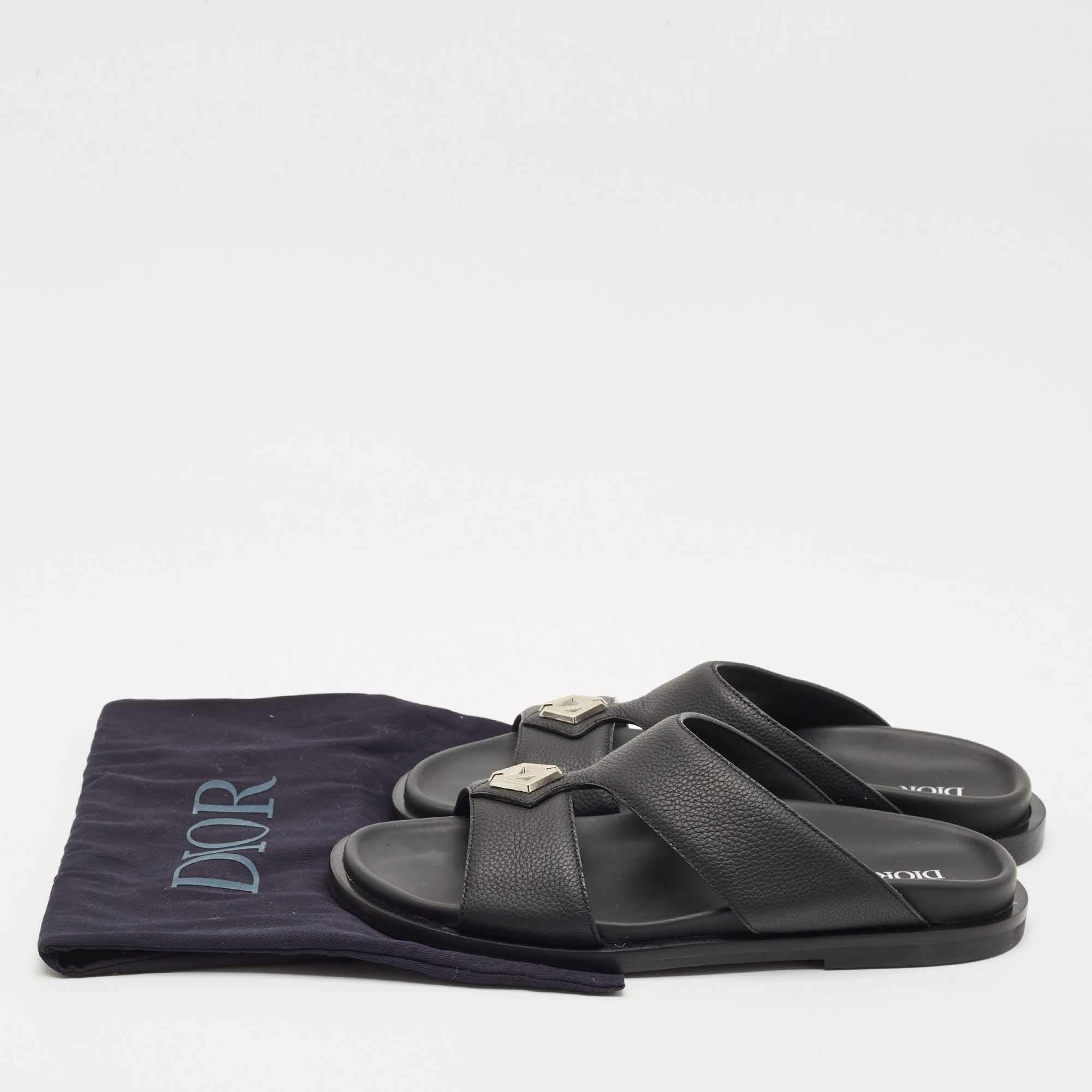 Dior Black Oblique Jacquard and Leather Alias Flat Thong