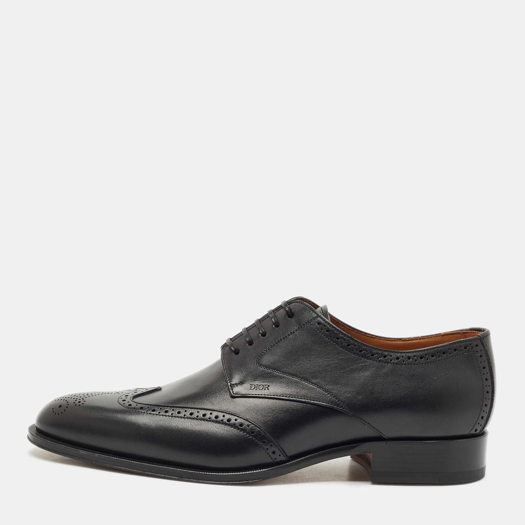 Dior Black Brogue Leather Lace Up Derby Size 43.5