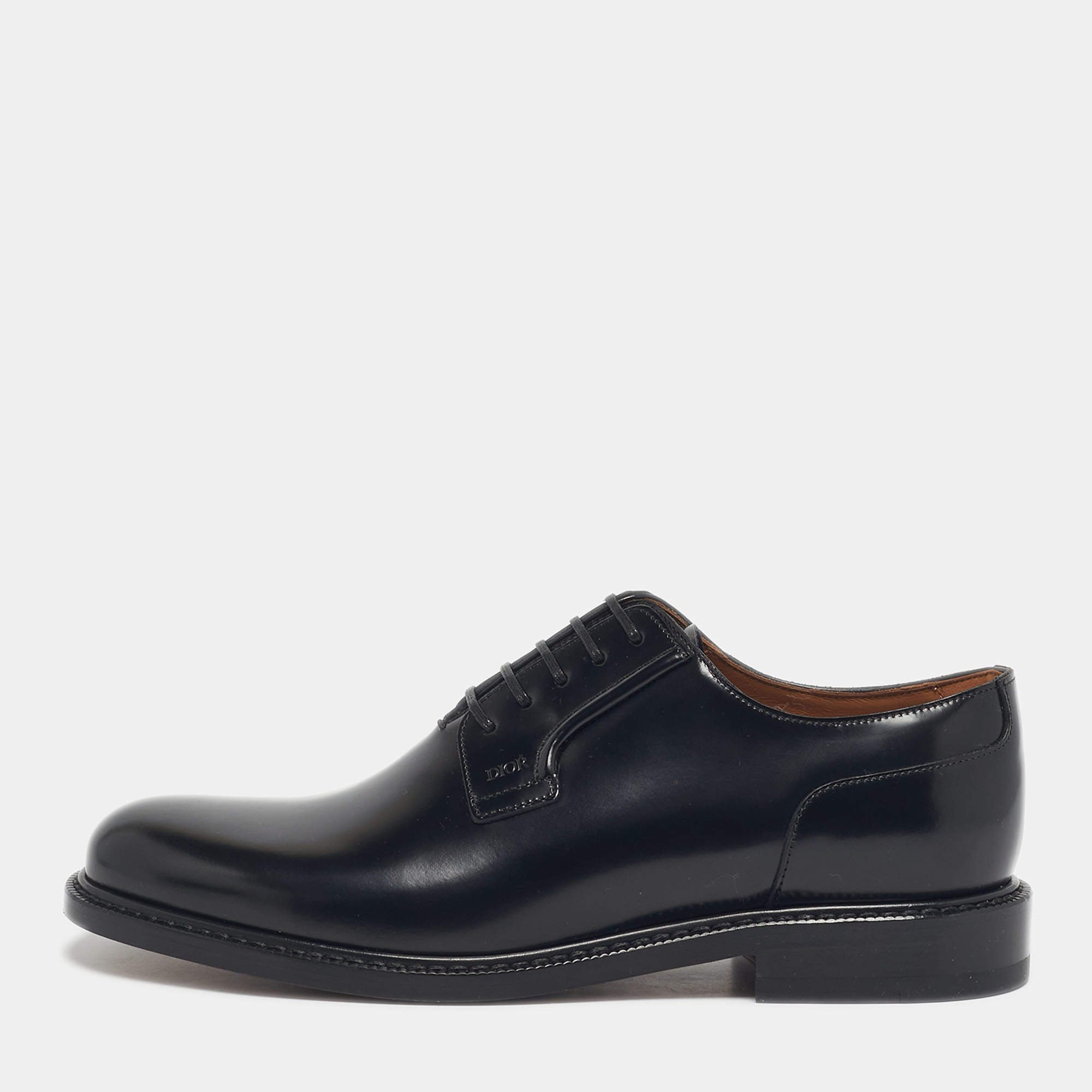 Pre Owned Dior Black Leather Lace Up Derby Size 40.5