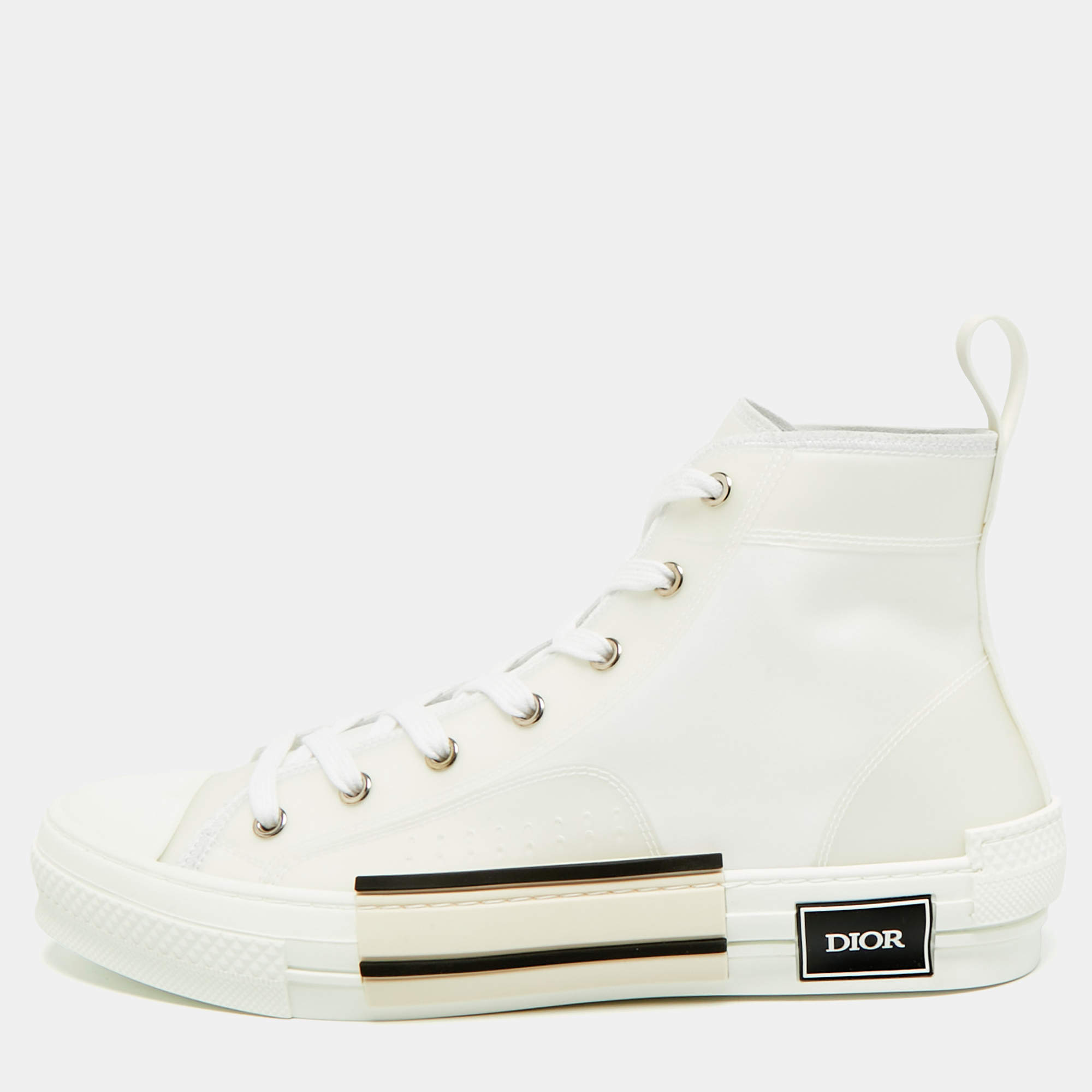 Pre Owned حذاء رياضي ديور ب23 قماش أبيض وبولي فينيل  كلوريد عنق مرتفع مقاس 42