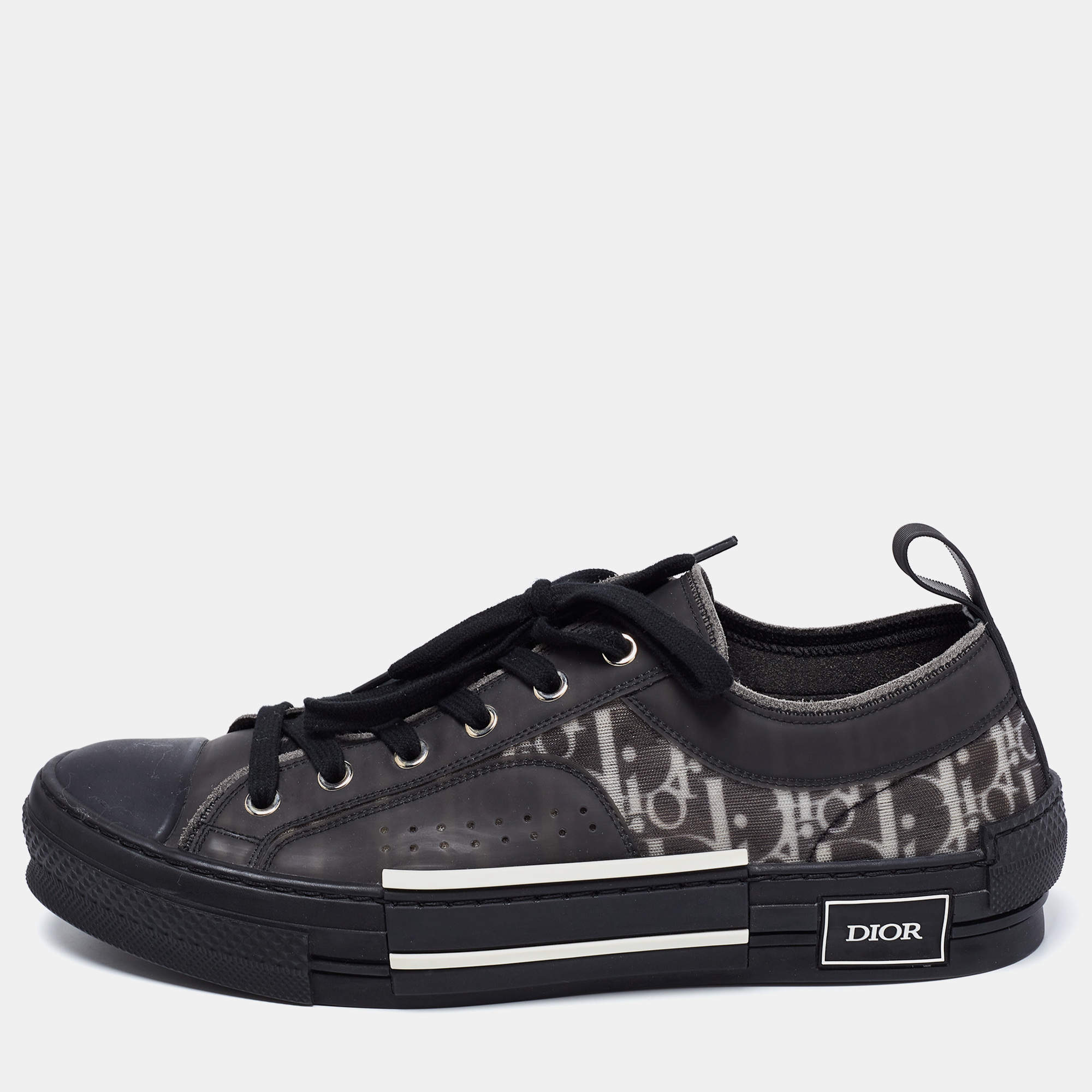 Dior Black Rubber and Mesh B23 Low-Top Sneakers Size 42.5