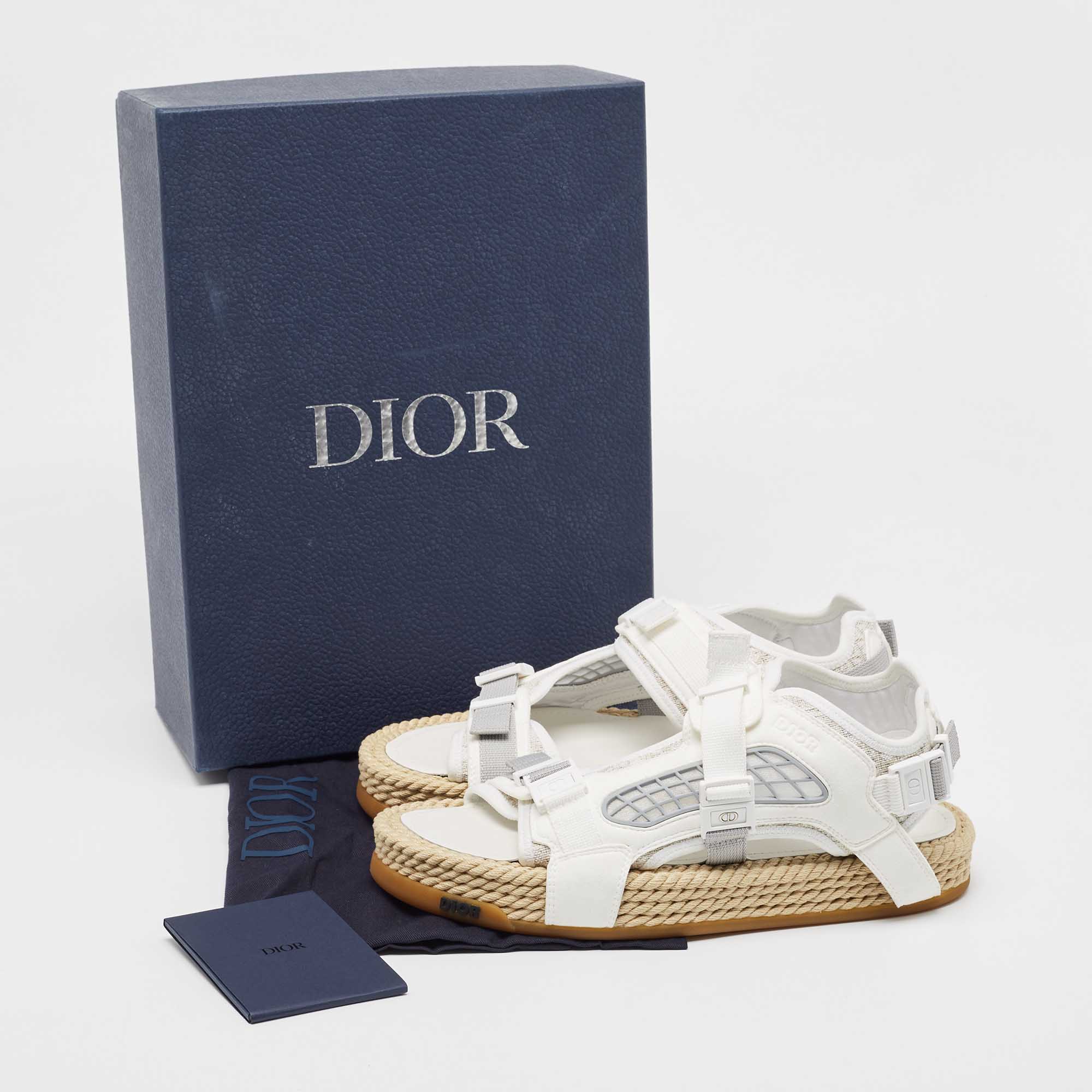 Dior White Canvas and Suede Atlas Sandals Size 41