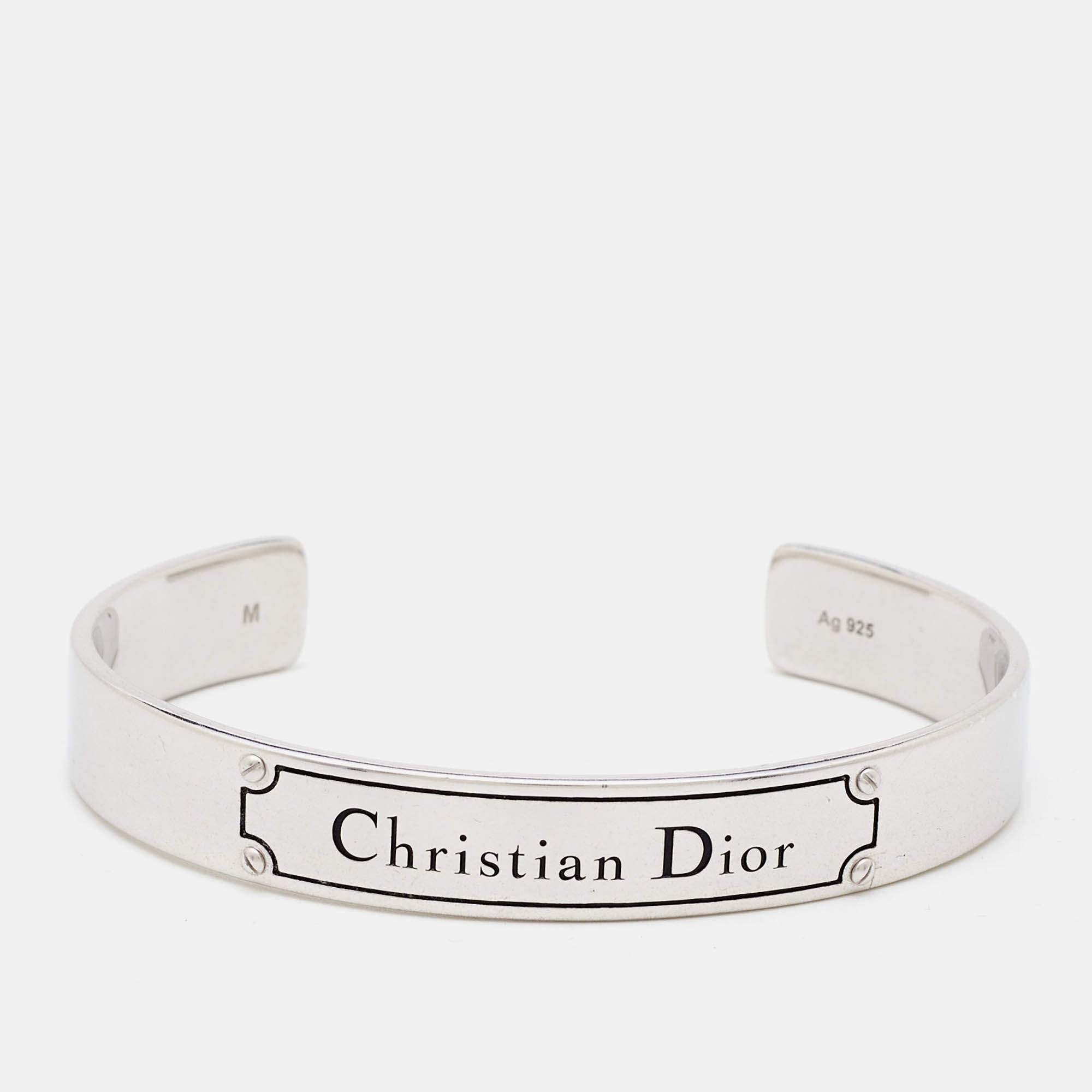 Dior Couture Logo Enamel Sterling SIlver Bracelet M