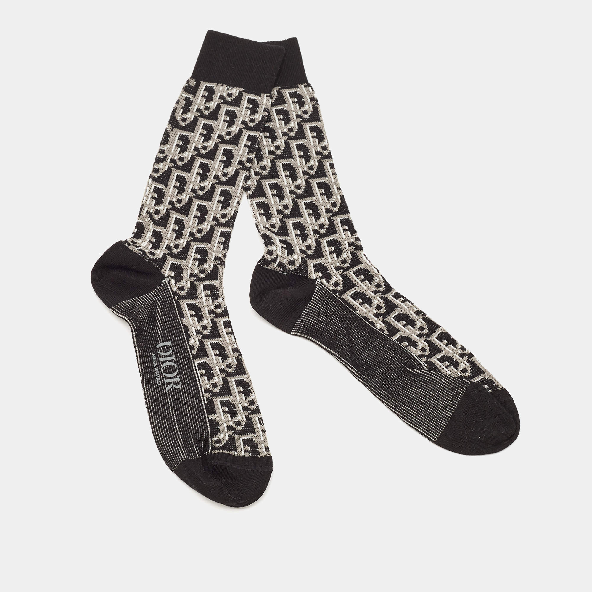 Dior Homme Black Oblique Jacquard Stretch Cotton Socks