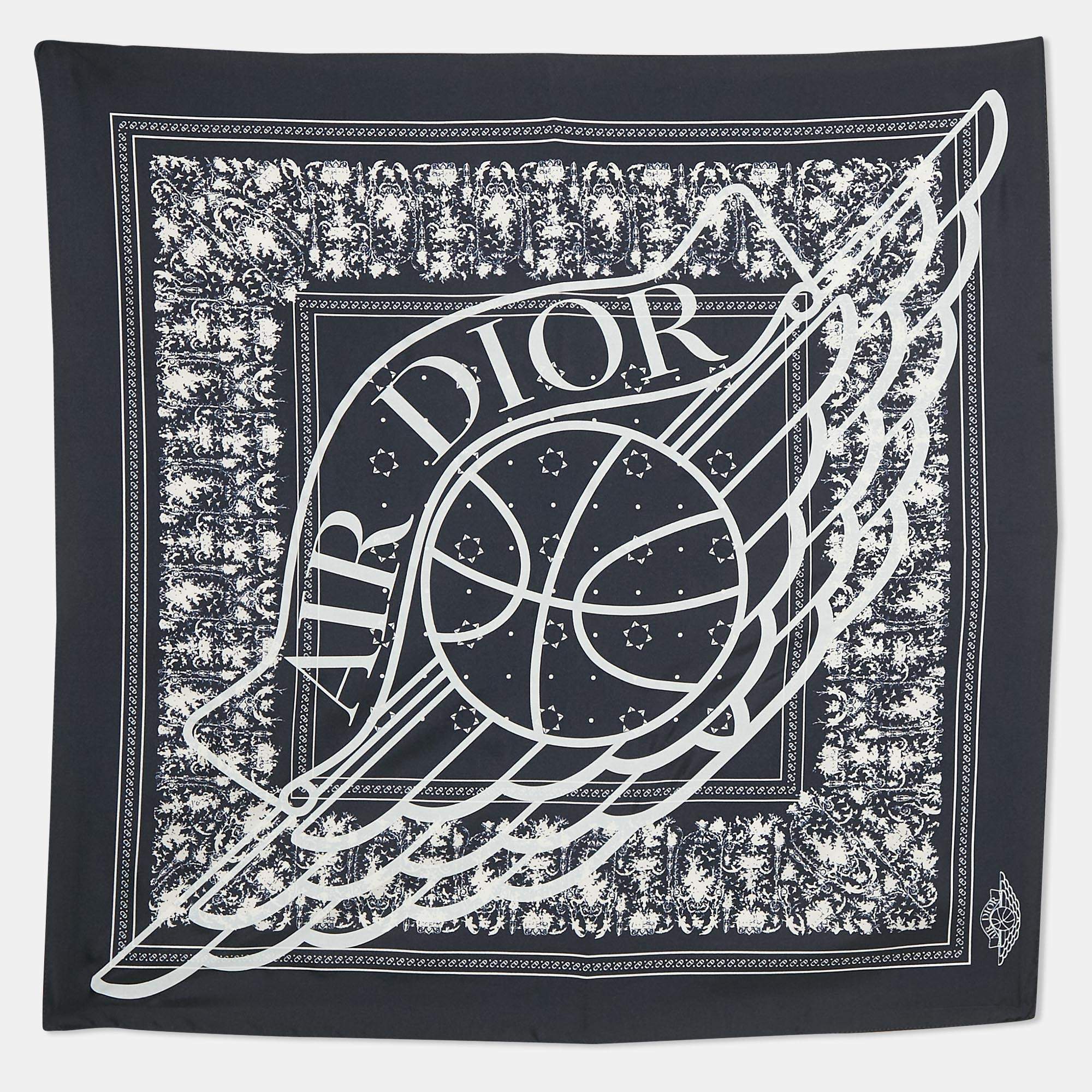 Dior X Jordan Navy Blue AirDior Print Silk Bandana Scarf 