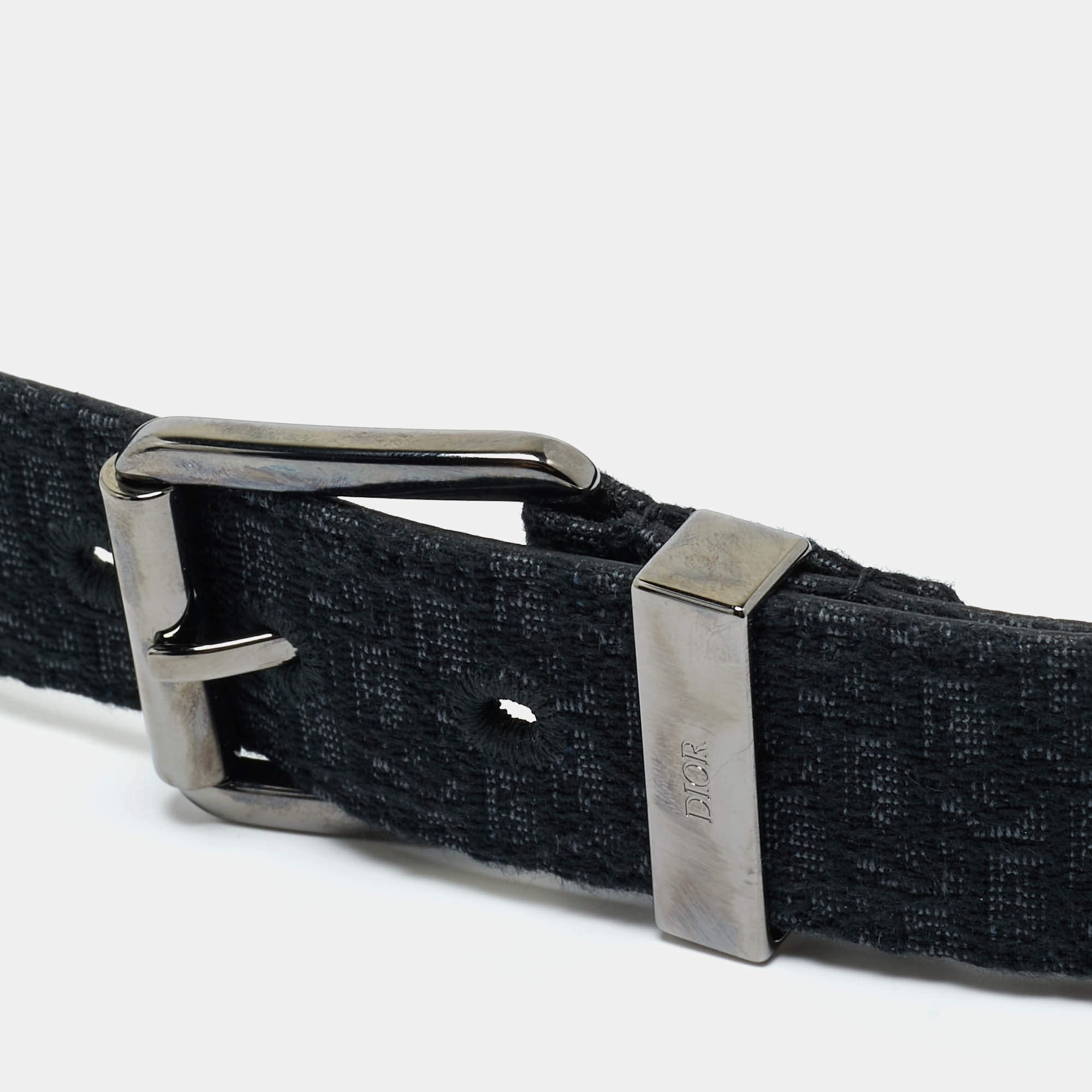 Prada Black Saffiano Leather Triangle Logo Buckle Belt 85 CM