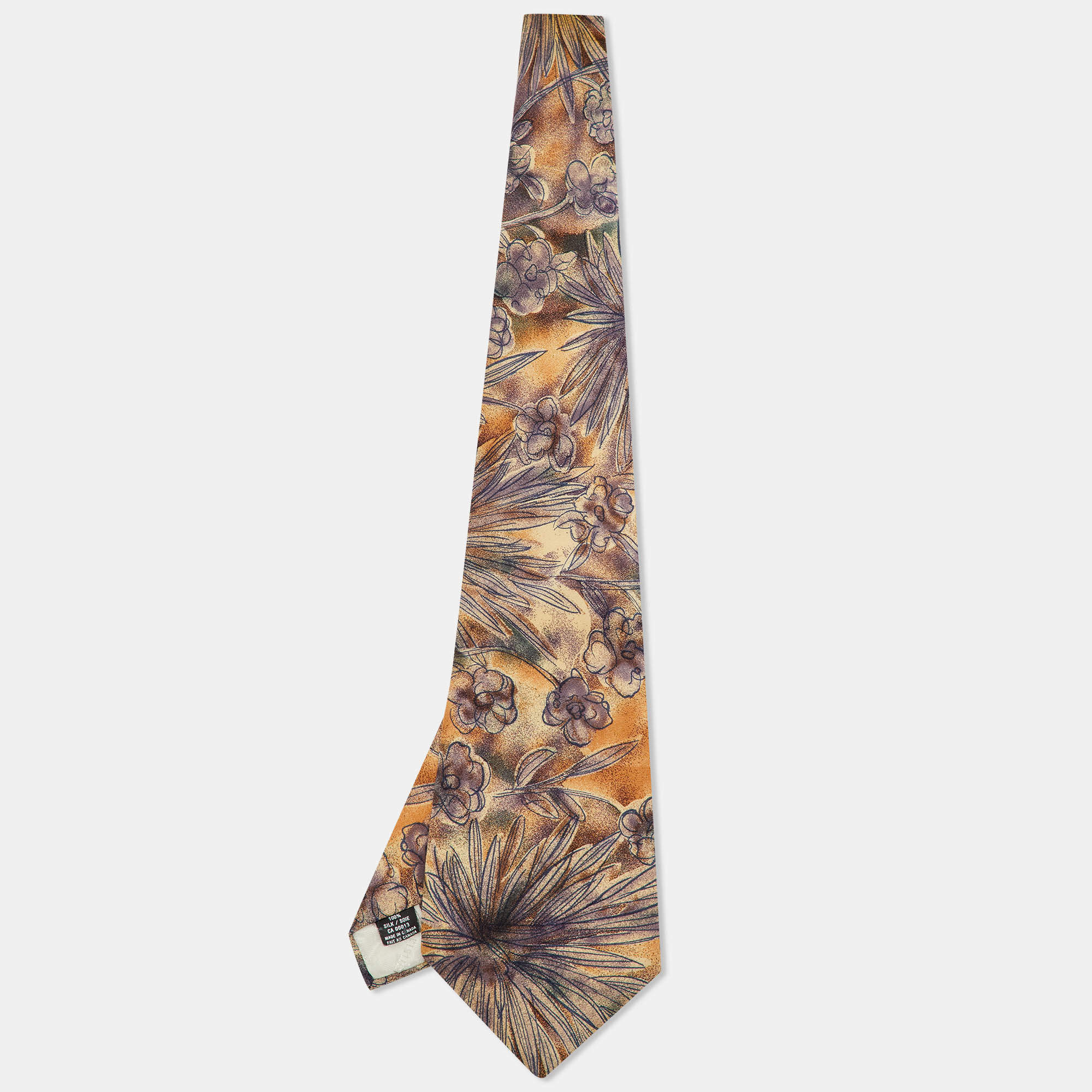 Pre Owned Christian Dior Monsieur Beige Floral Print Silk Traditional Tie