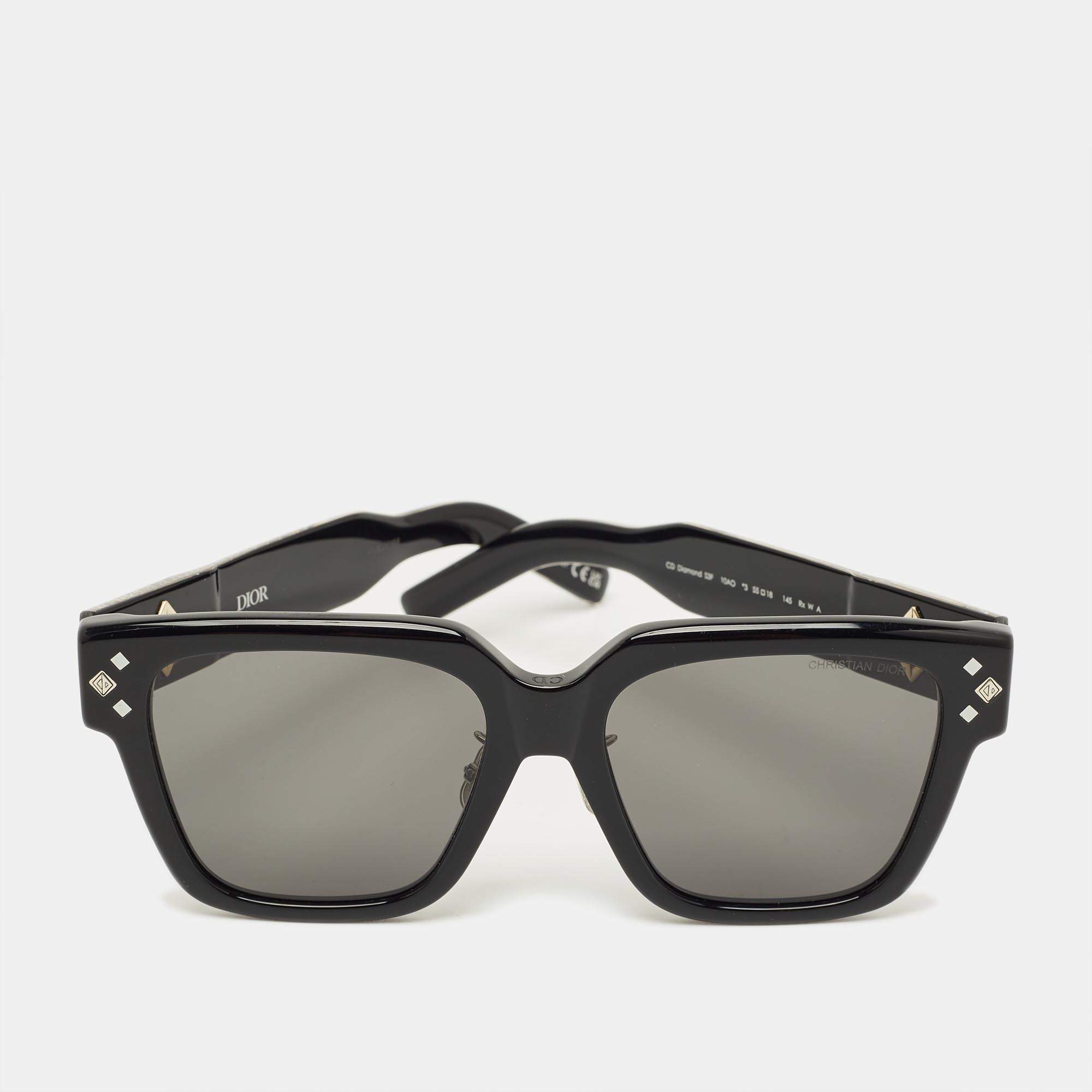 مملوكة مسبقًا Dior Black 10AO CD Diamond S3F Square Sunglasses