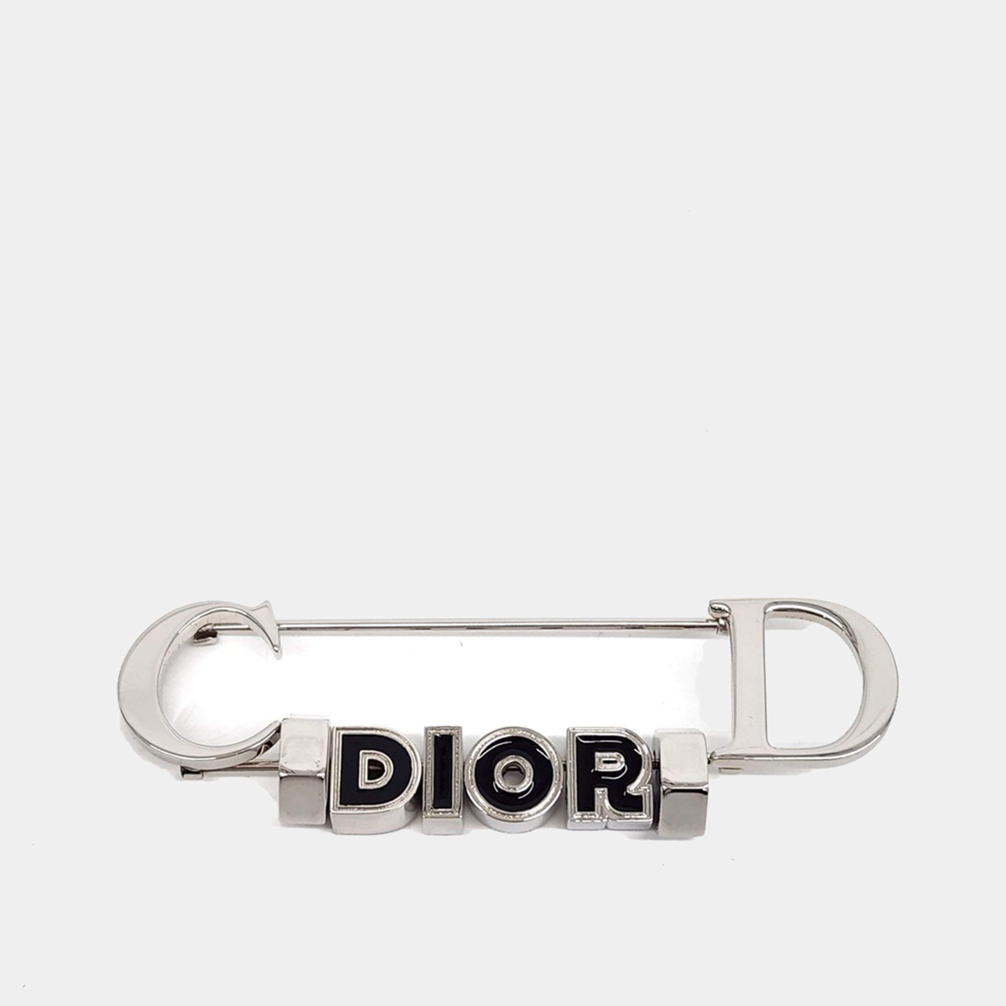 Pre Owned Dior Logo Silver Brooch