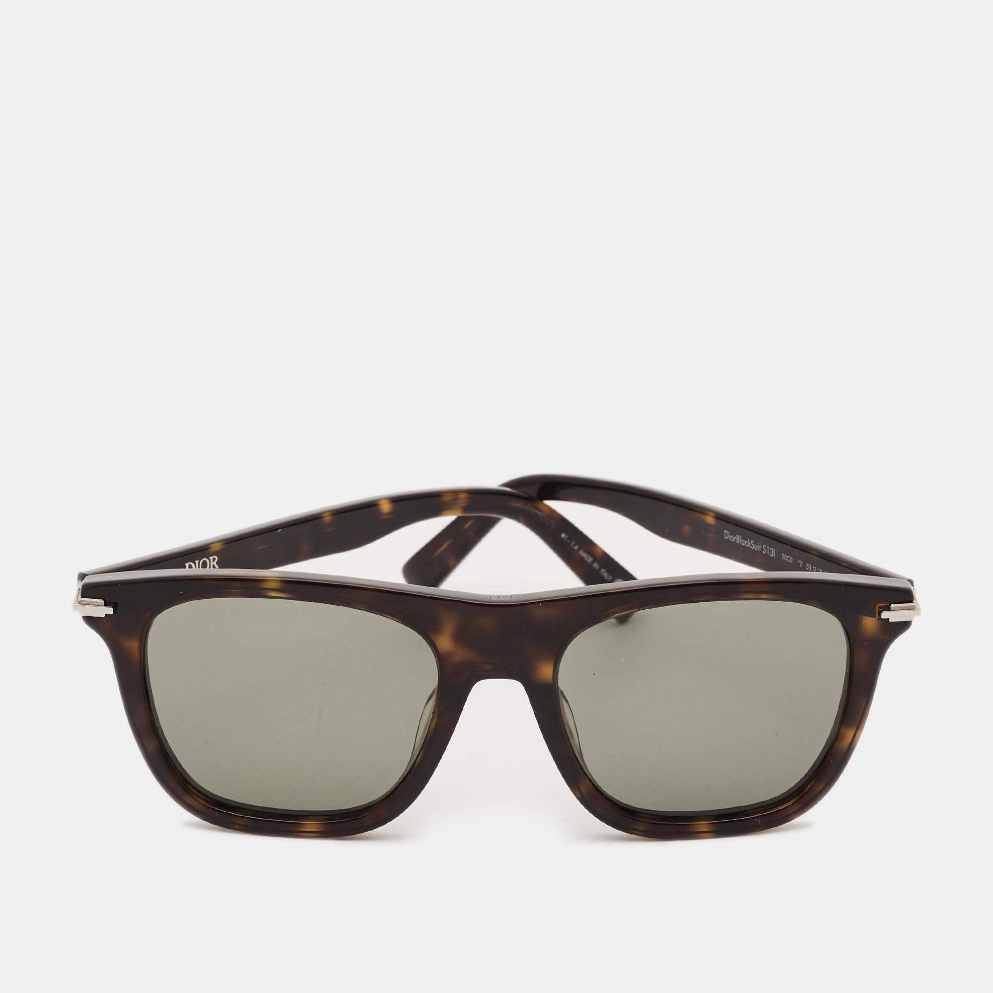 Pre Owned Dior Tortoiseshell/Green DiorBlackSuit S13I Square Sunglasses