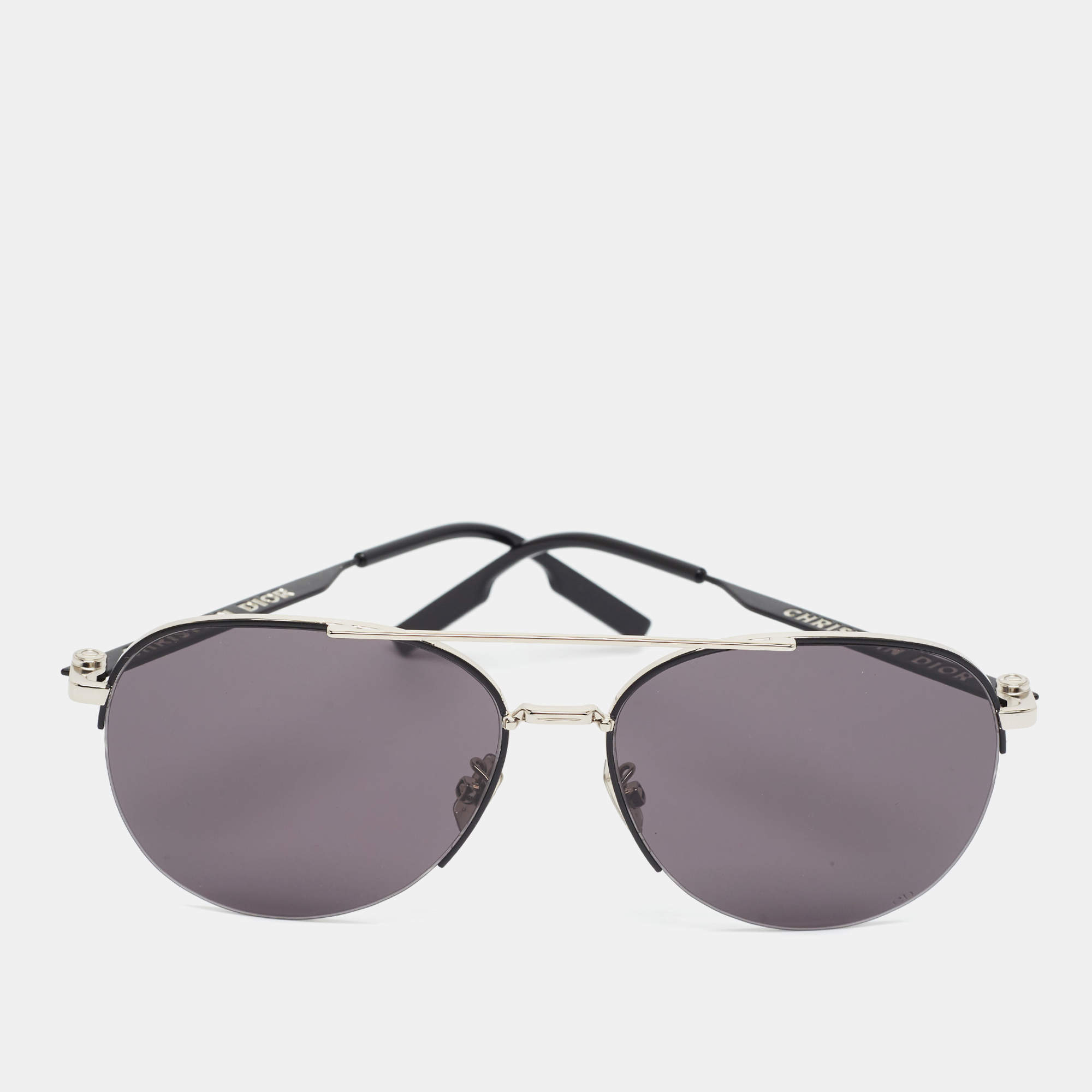 مملوكة مسبقًا Dior Black/Silver Tone Dior180 Aviator Sunglasses