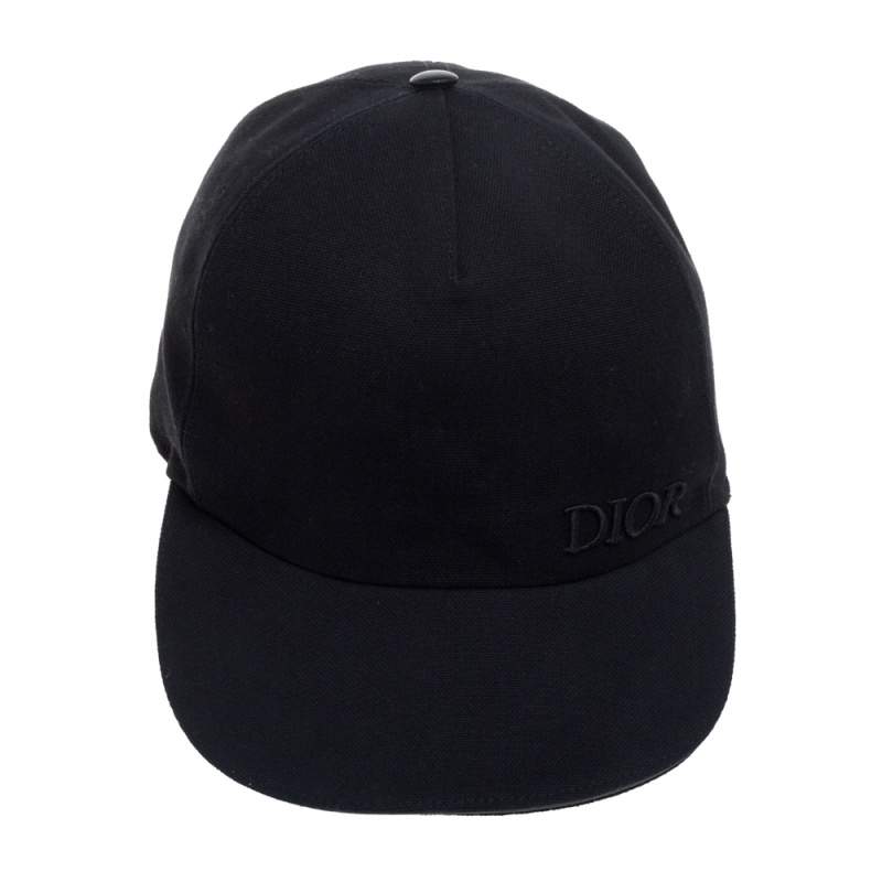 Dior Black Logo Embroidered Canvas Baseball Cap L