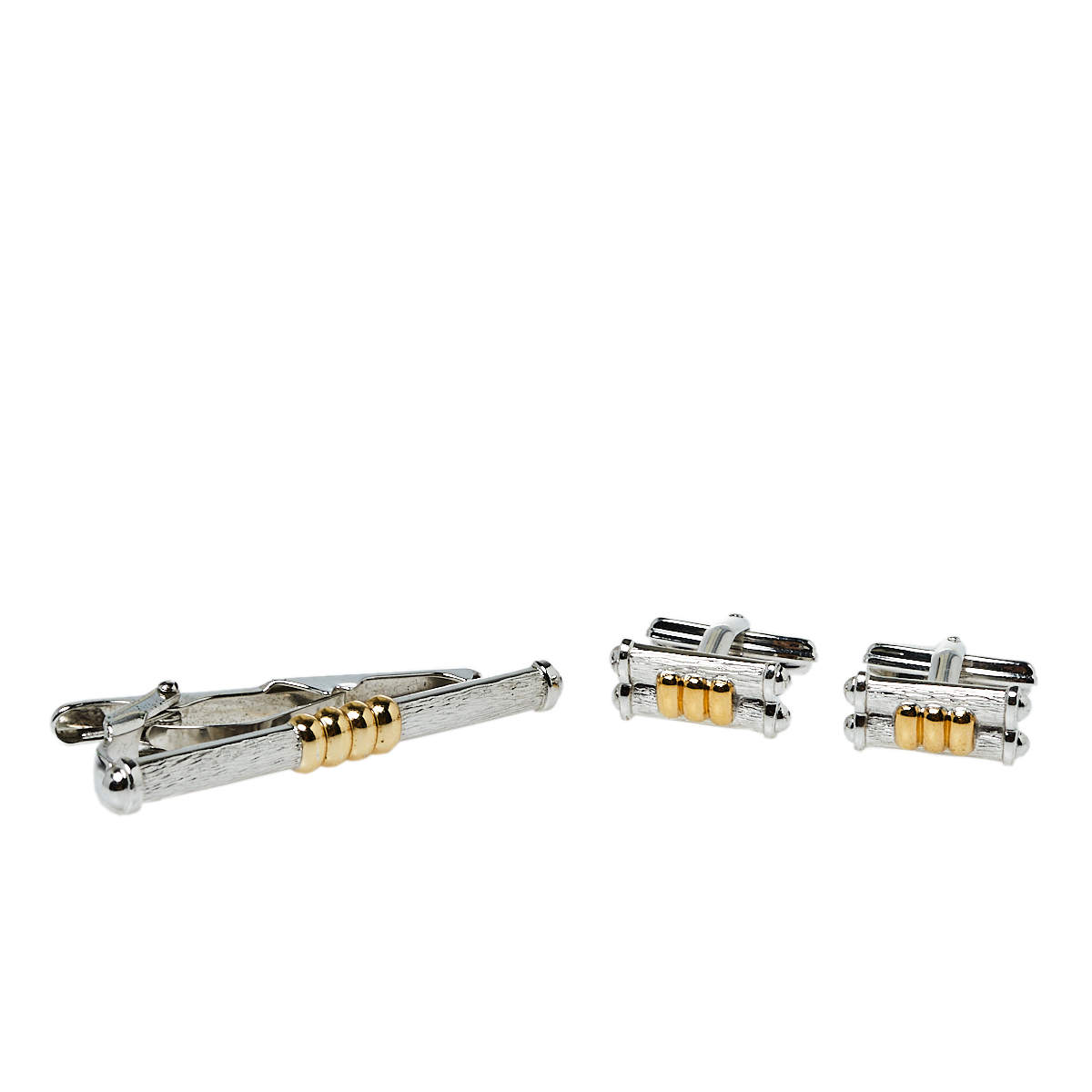 Dior Two Tone Metal Tie Pin & Cufflinks Set