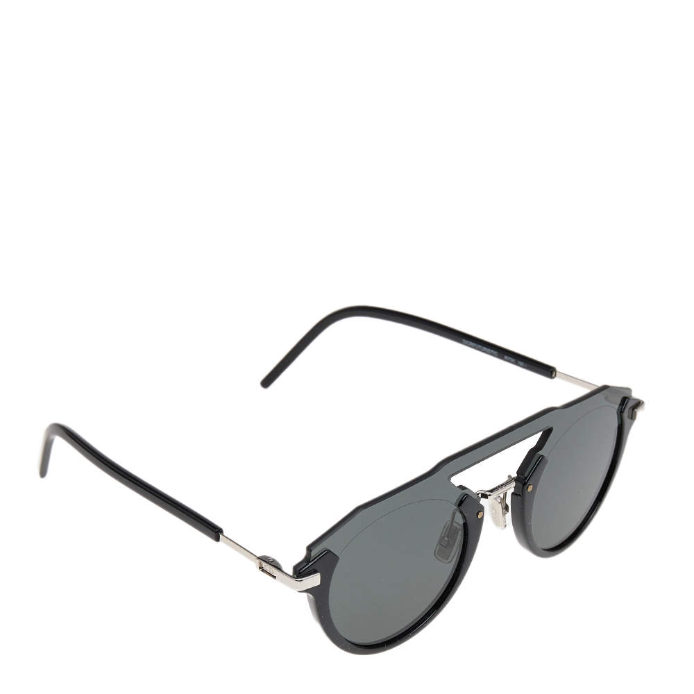 Pre Owned Dior Black/ Grey 8072K DiorFuturistic Round Sunglasses
