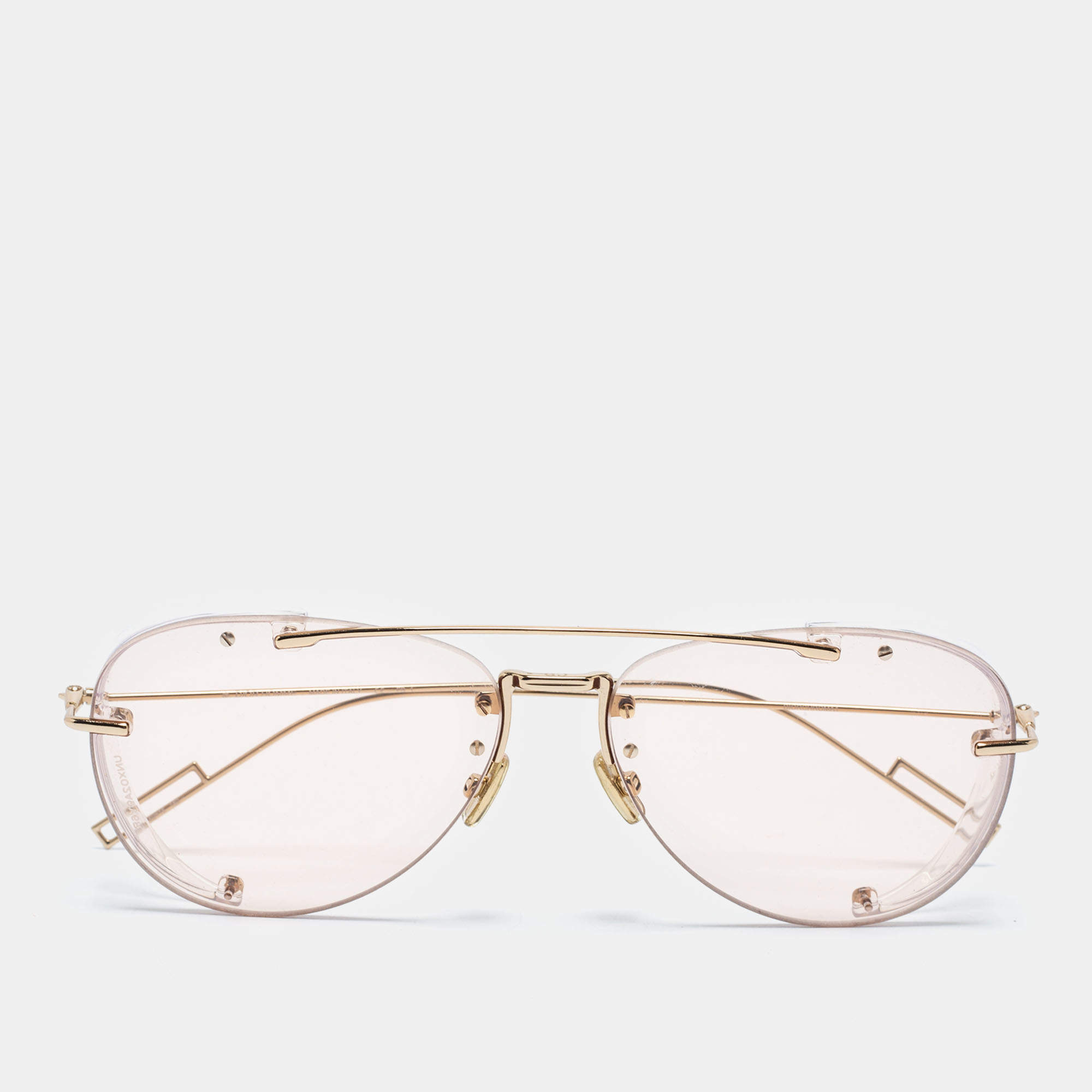 Pre Owned Dior Homme Gold Tone/ Pale Pink DiorChroma1 Aviator Sunglasses