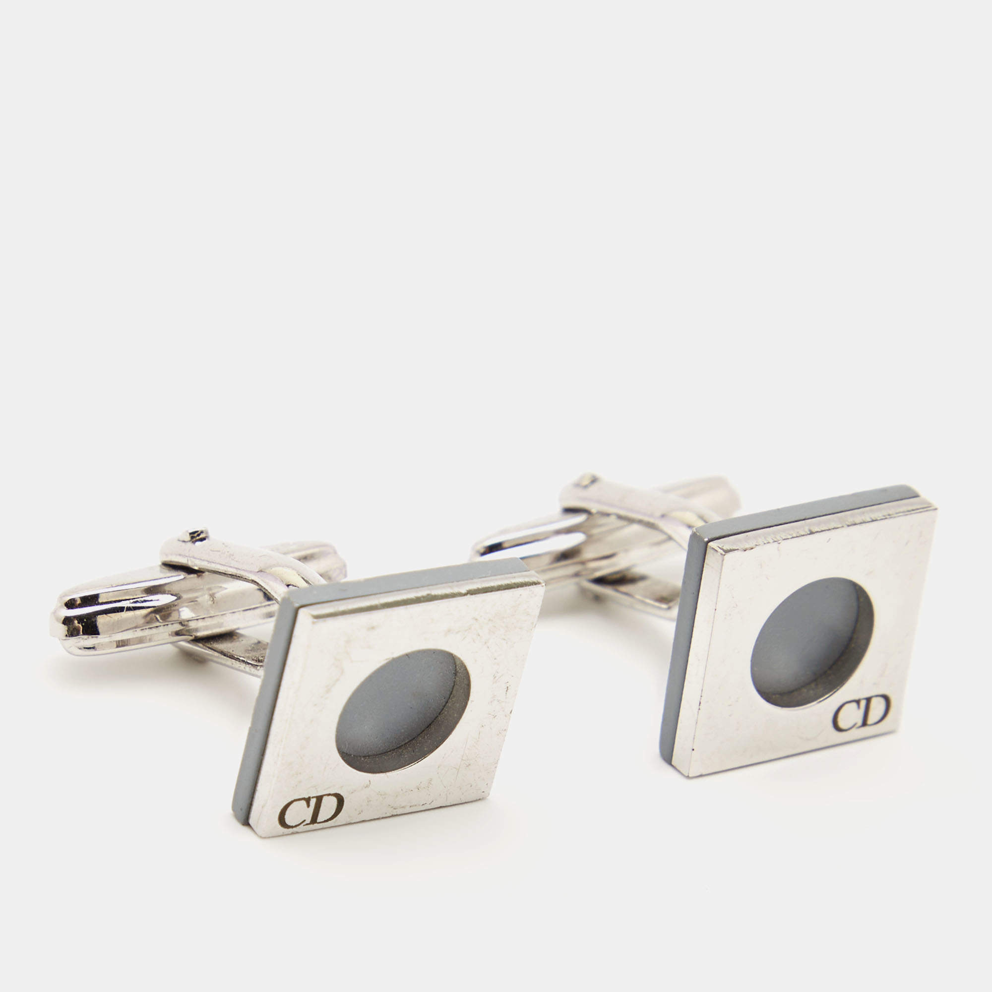 Dior Vintage Silver Tone Square Cufflinks