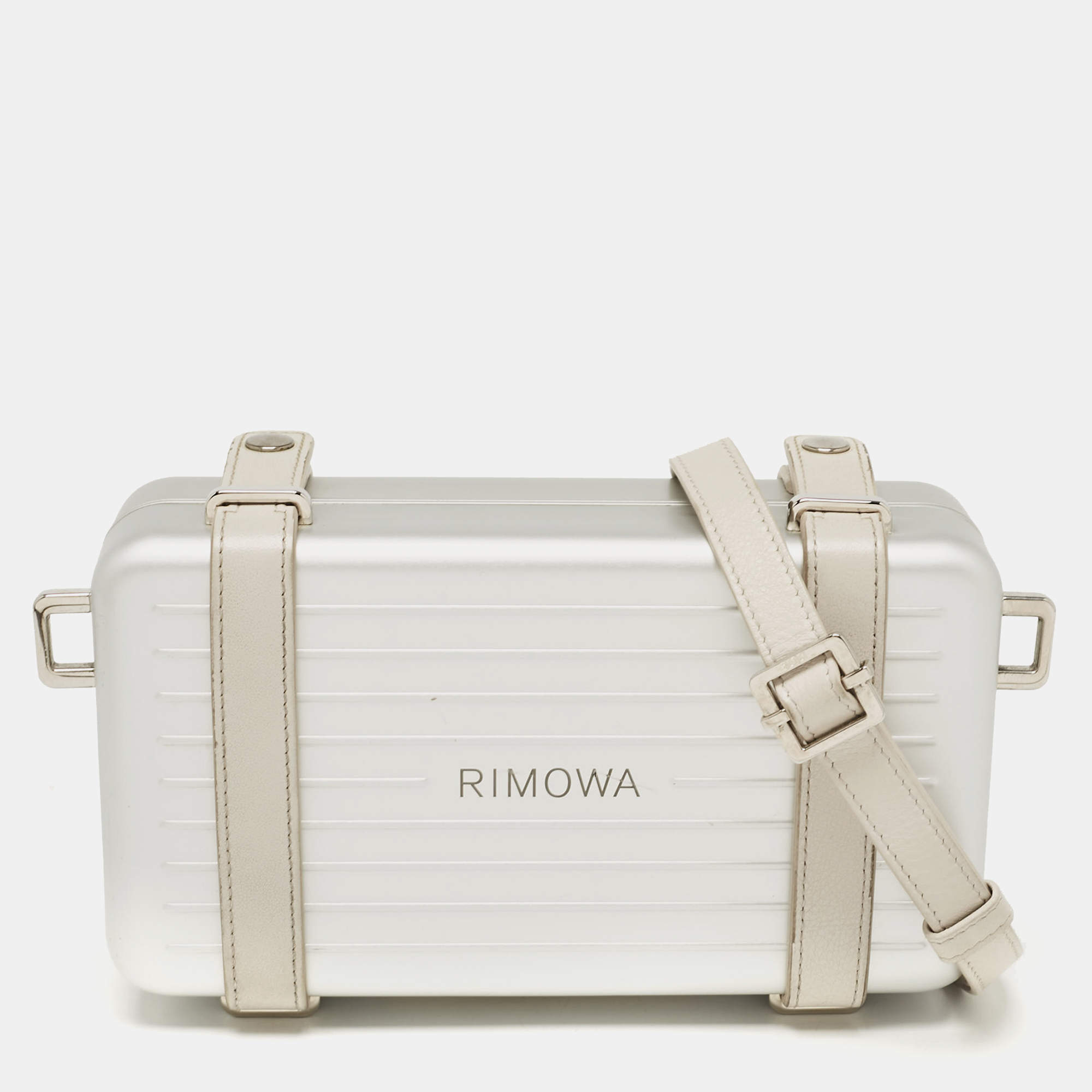 Christian Dior x Rimowa Silver Aluminum and Leather Personal Clutch Bag