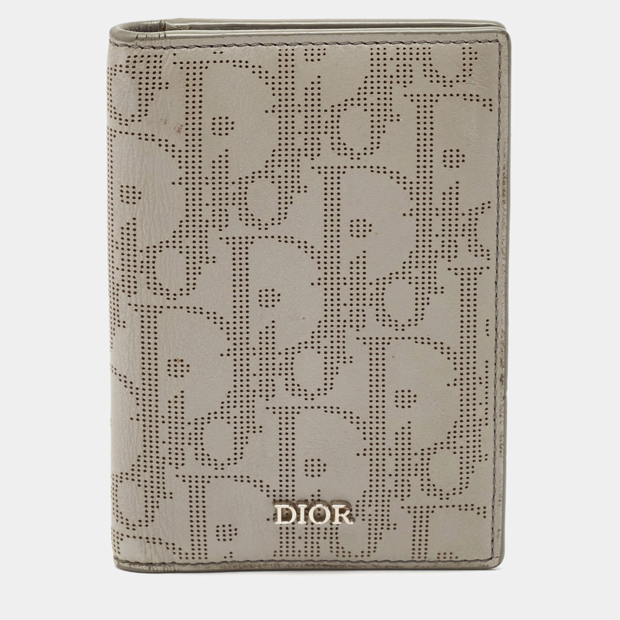 Dior Grey Oblique Galaxy Leather Bifold Card Holder