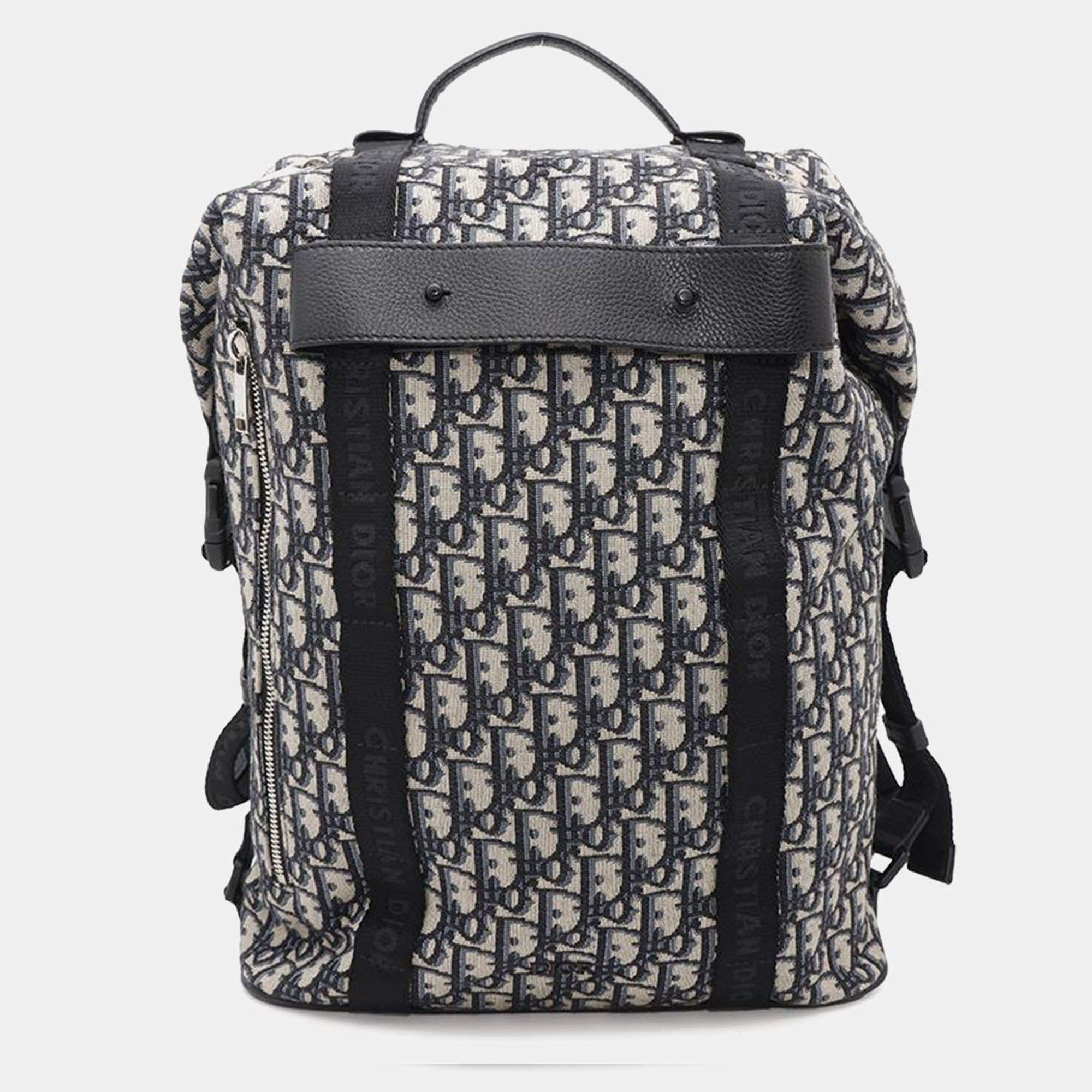 Dior Safari Backpack Oblique Black/Navy Canvas
