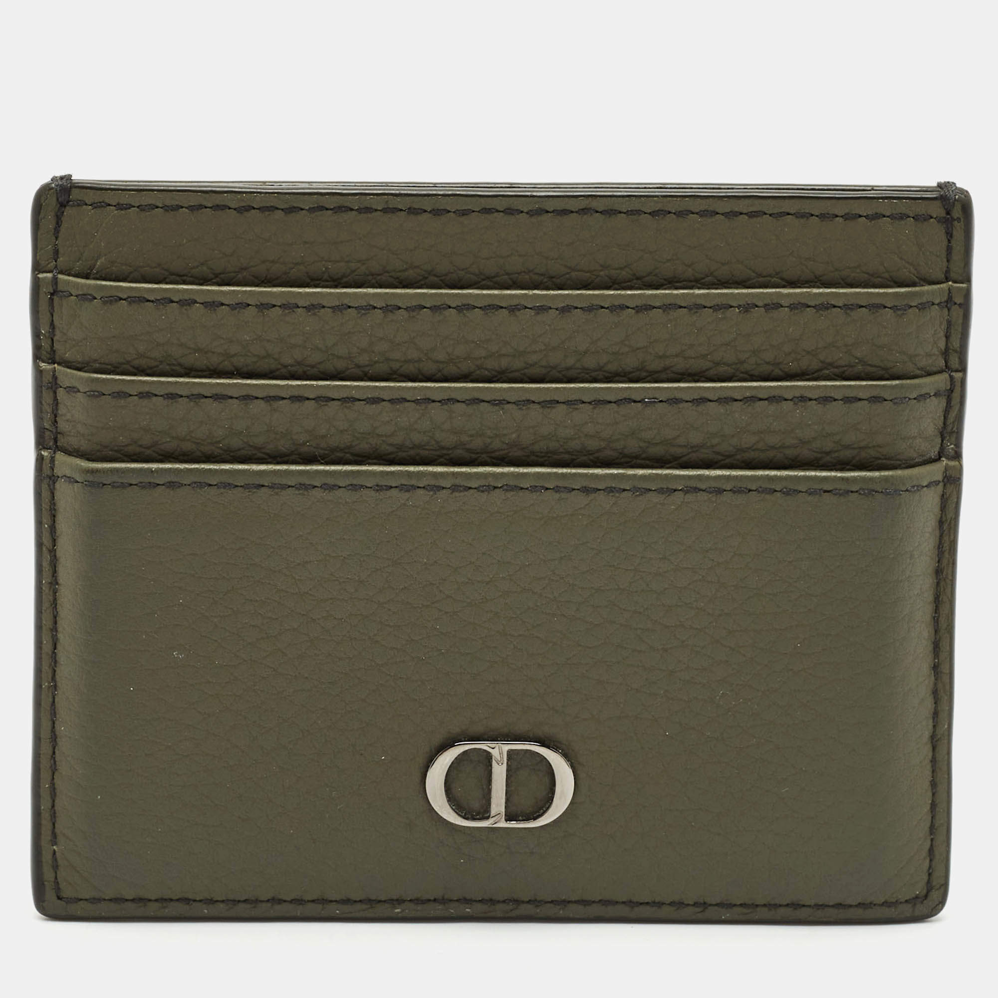 Dior Olive Green Leather CD Icon Card Holder