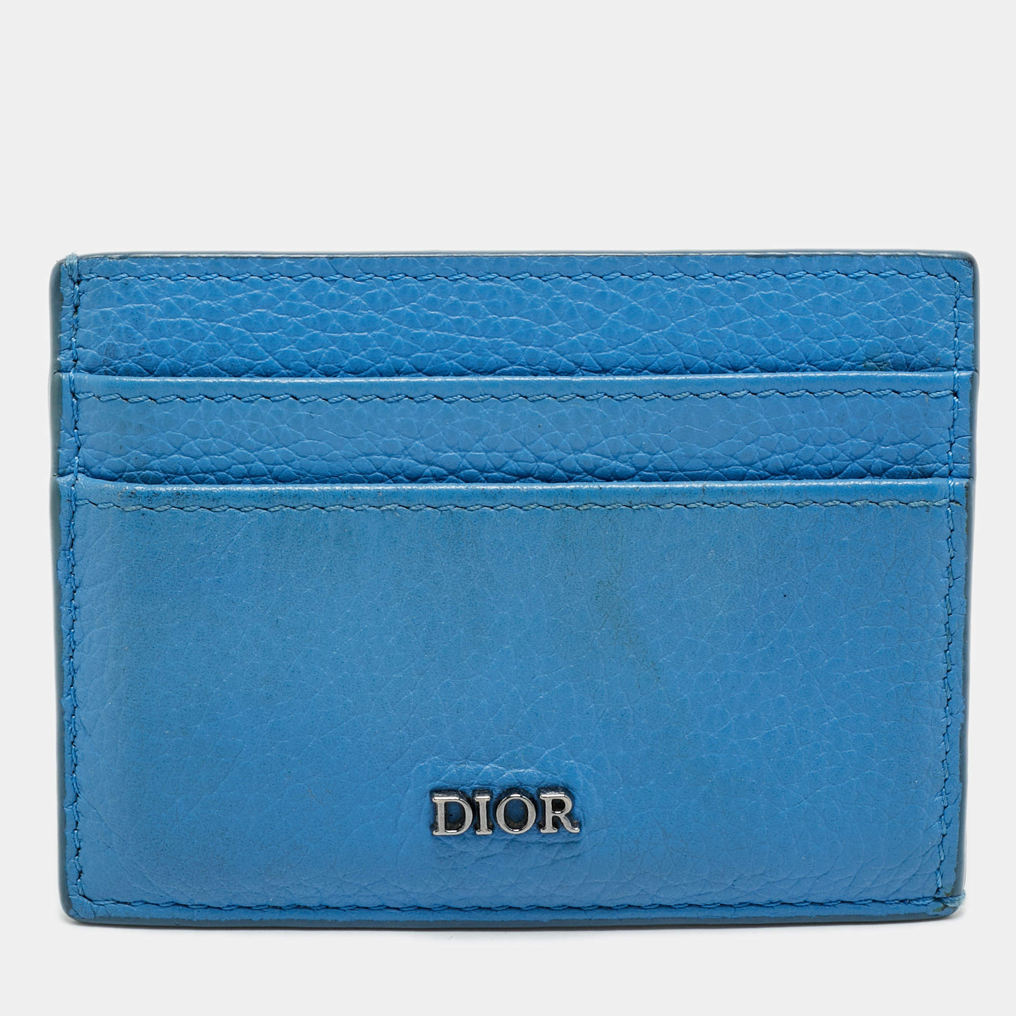 Pre Owned Dior Homme Blue Leather Card Holder