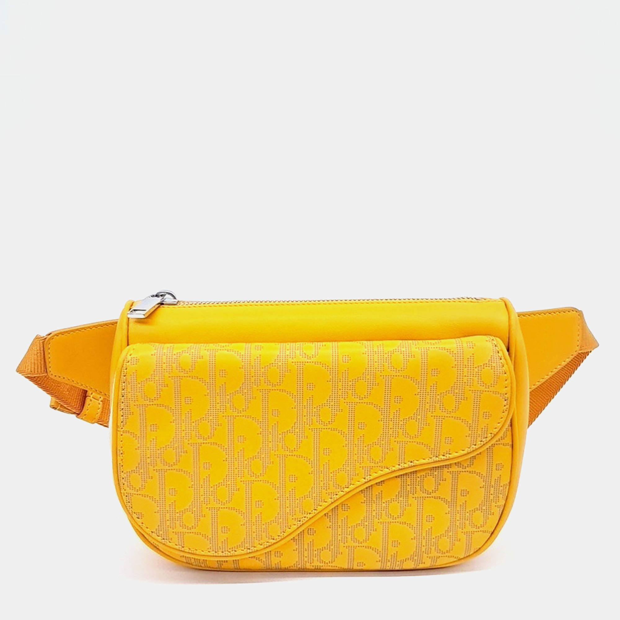 Pre Owned Dior Yellow Leather World Tour Belt Bag