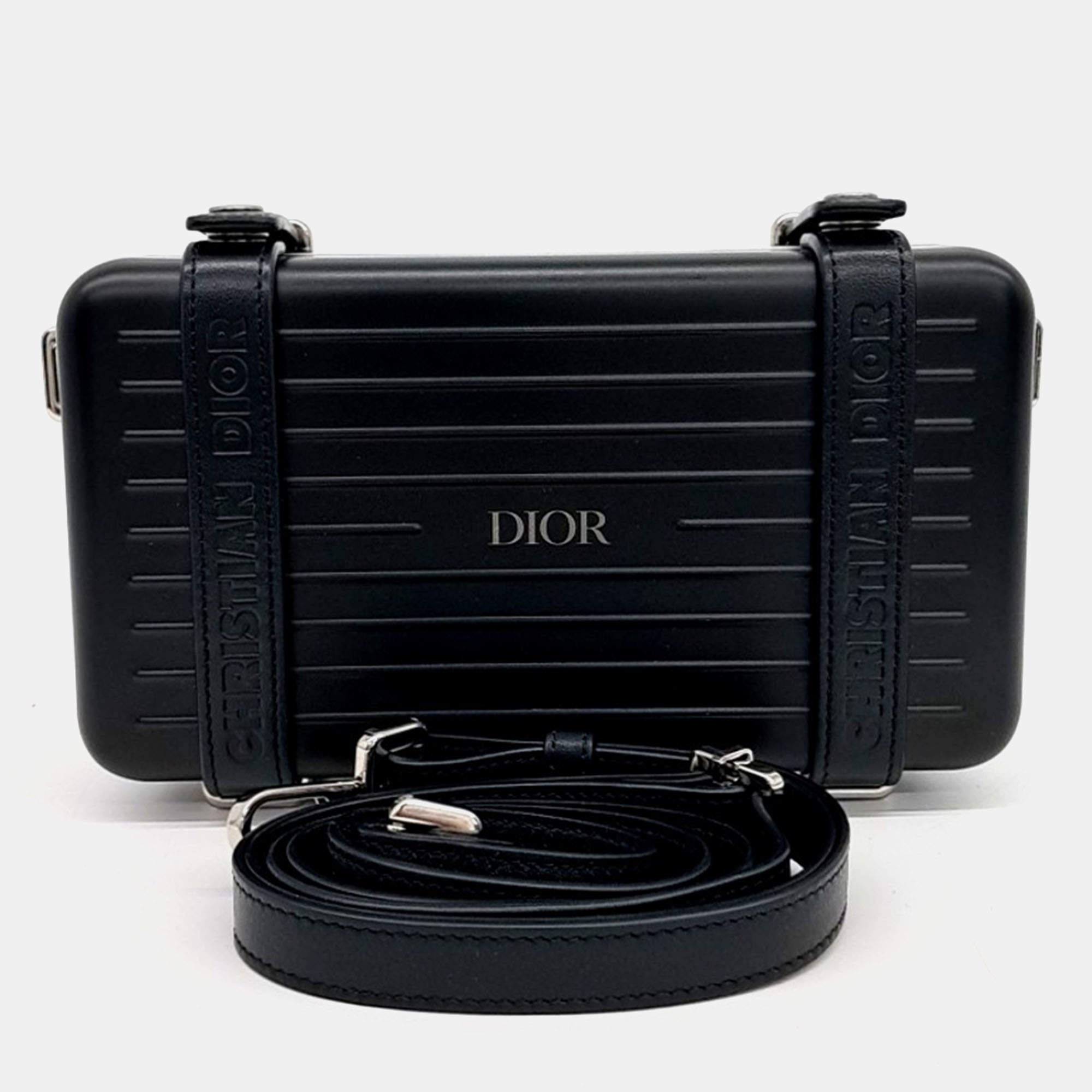 Pre Owned Dior Black Leather X Rimowa Utility Bag