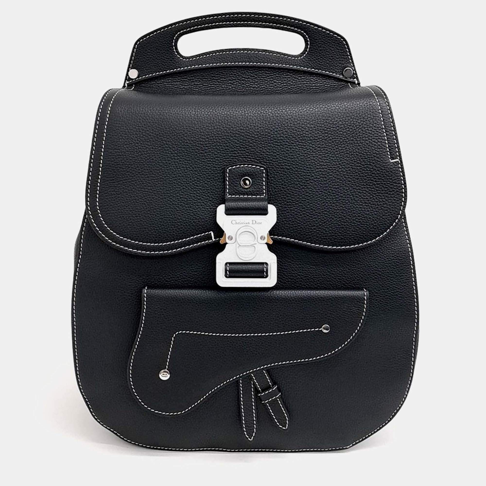 Pre Owned Dior Black Leather Dior Homme Gallop Backpack